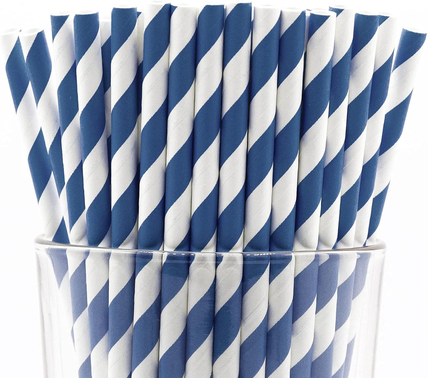 Pack of 900 Navy Blue Swirls Biodegradable 4-Ply Paper Drinking Straws (Compostable, Non-toxic, BPA-free)
