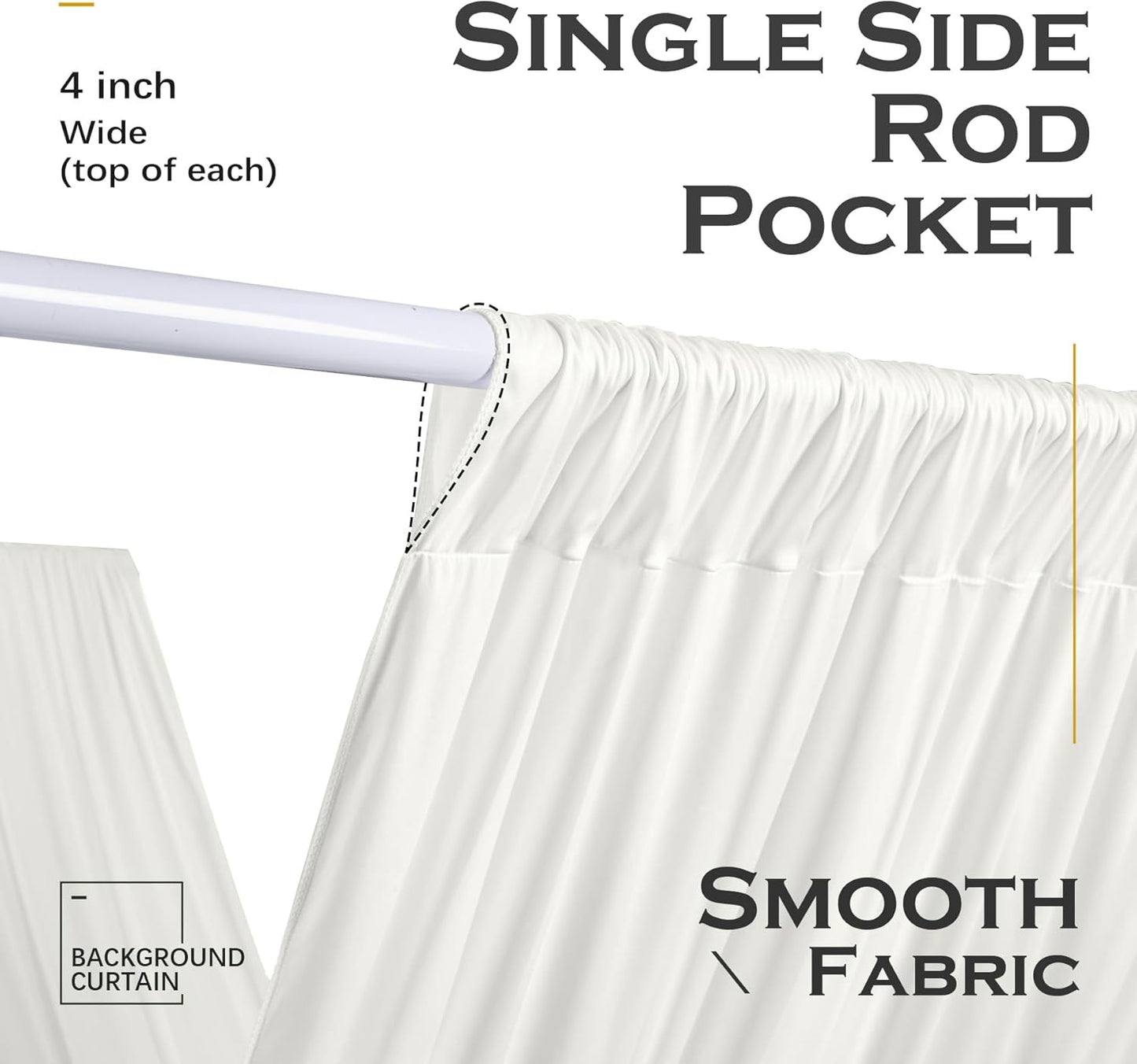 PartyVillage 10 Panels 5ftx30ft Ivory Ceiling Drapes for Wedding Parties – 30 FT Extra Long Thick Polyester Wrinkle-Free Drapery Tent Decor Decorations for Birthday Party Ceremony Stage Swag