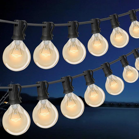 100FT G40 Outdoor String Lights with 100 Glass Edison Bulbs (4 Spare), 4W E12 Base Warm Yellow Globe Patio Lights, Waterproof Hanging Incandescent for Backyard Porch Balcony Party Indoor Décor