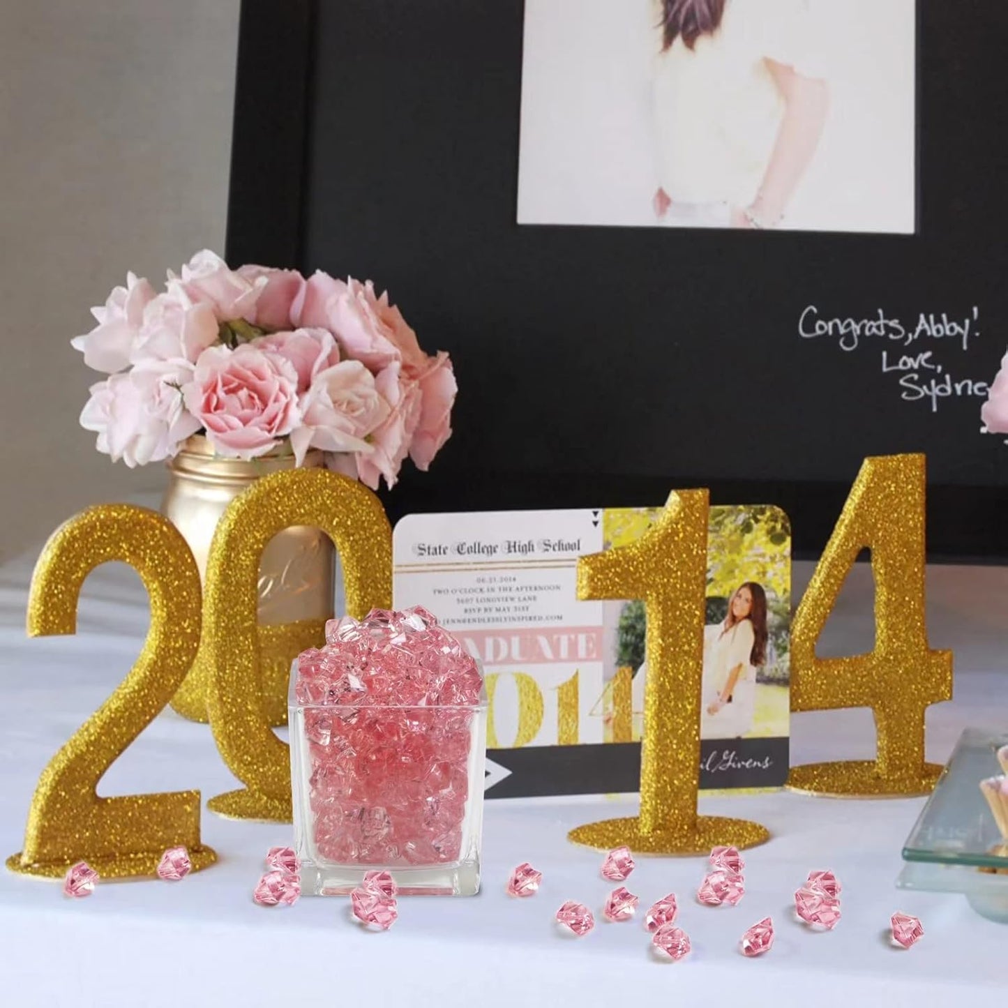 HappyFiller 15 OZ Pink Faux Ice Rocks 170 PCS Fake Crystal Cubes Stones Acrylic Gem for Glass Vase Fillers,Floral Display,Wedding Centerpieces,Party Deecor,Crafts,Table Scatter,Home Decoration