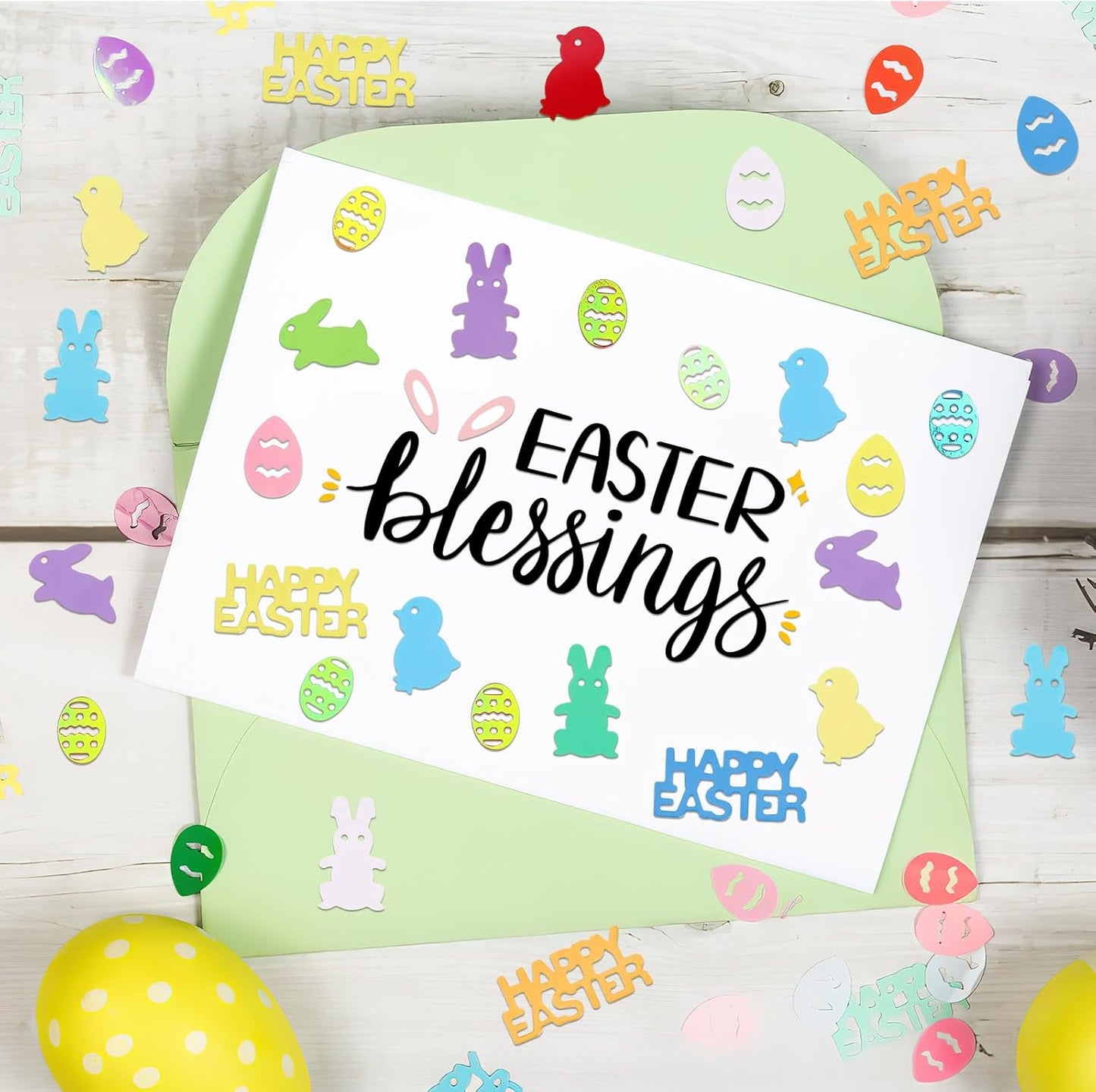 MARFOREVER Easter Confetti, Bunny Egg Rabbit Chicken Glitter Table Decorations Easter Party Scatter Metallic Foil Table Confetti Sprinkles for Happy Spring Party Supplies Decor