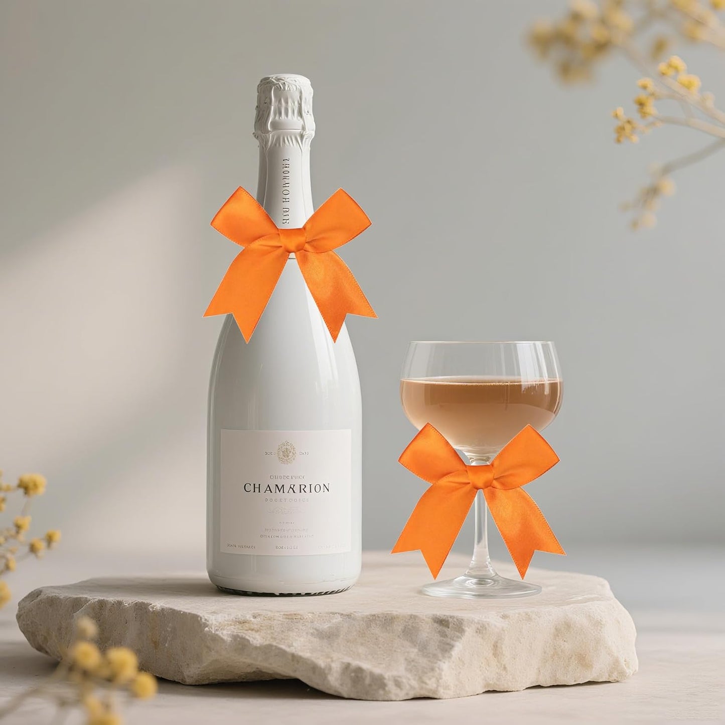 50 PCS Twist Tie Bows Satin Ribbon Bows 3.3 Inch Gift Wrap Bows Craft Bows for Gift Wrapping, Party Decorations Gifts Bag DIY Treat Bags Wedding Decor Baby Shower Christmas (Orange)