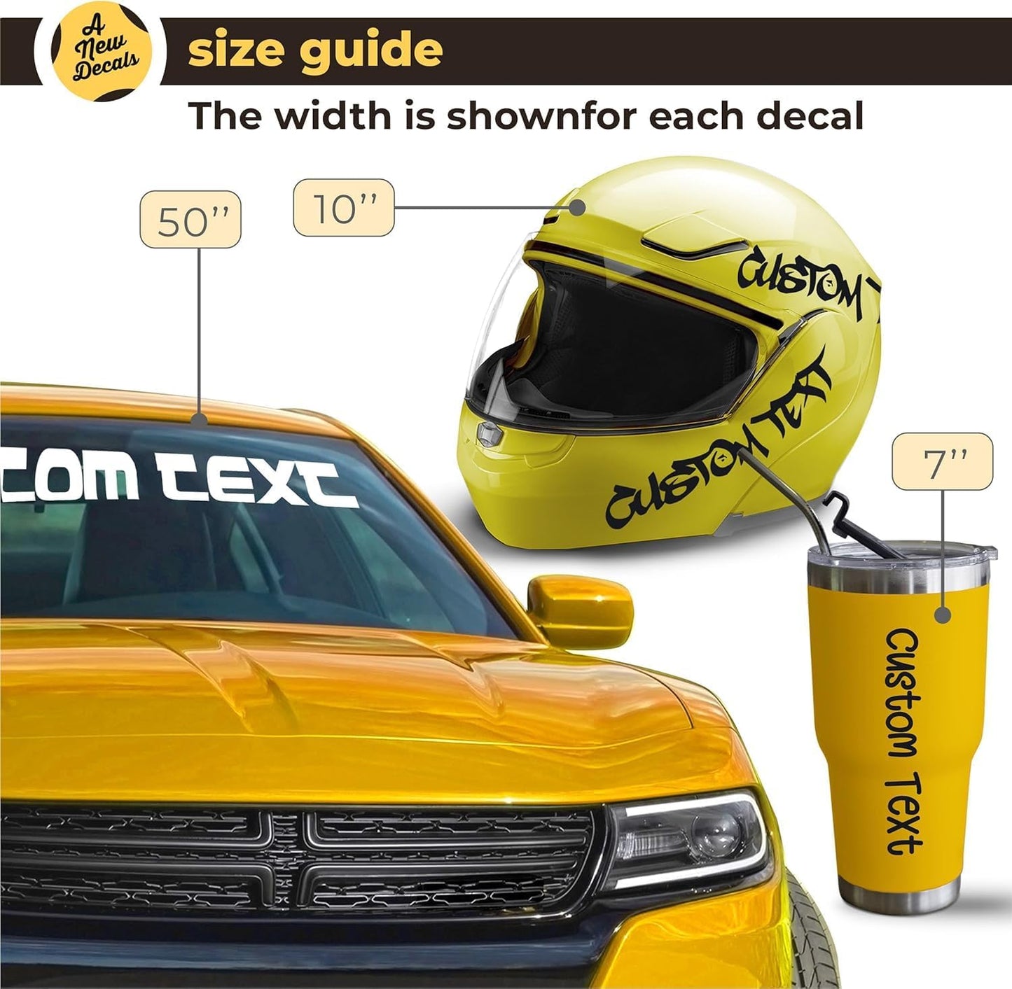 Custom Vinyl Lettering - Custom Text Vinyl Sticker - Personalizes Vinyl Lettering for Car, Trucks, Boats, Doors, Windows, Walls - Custom Decal Text Name Sticker