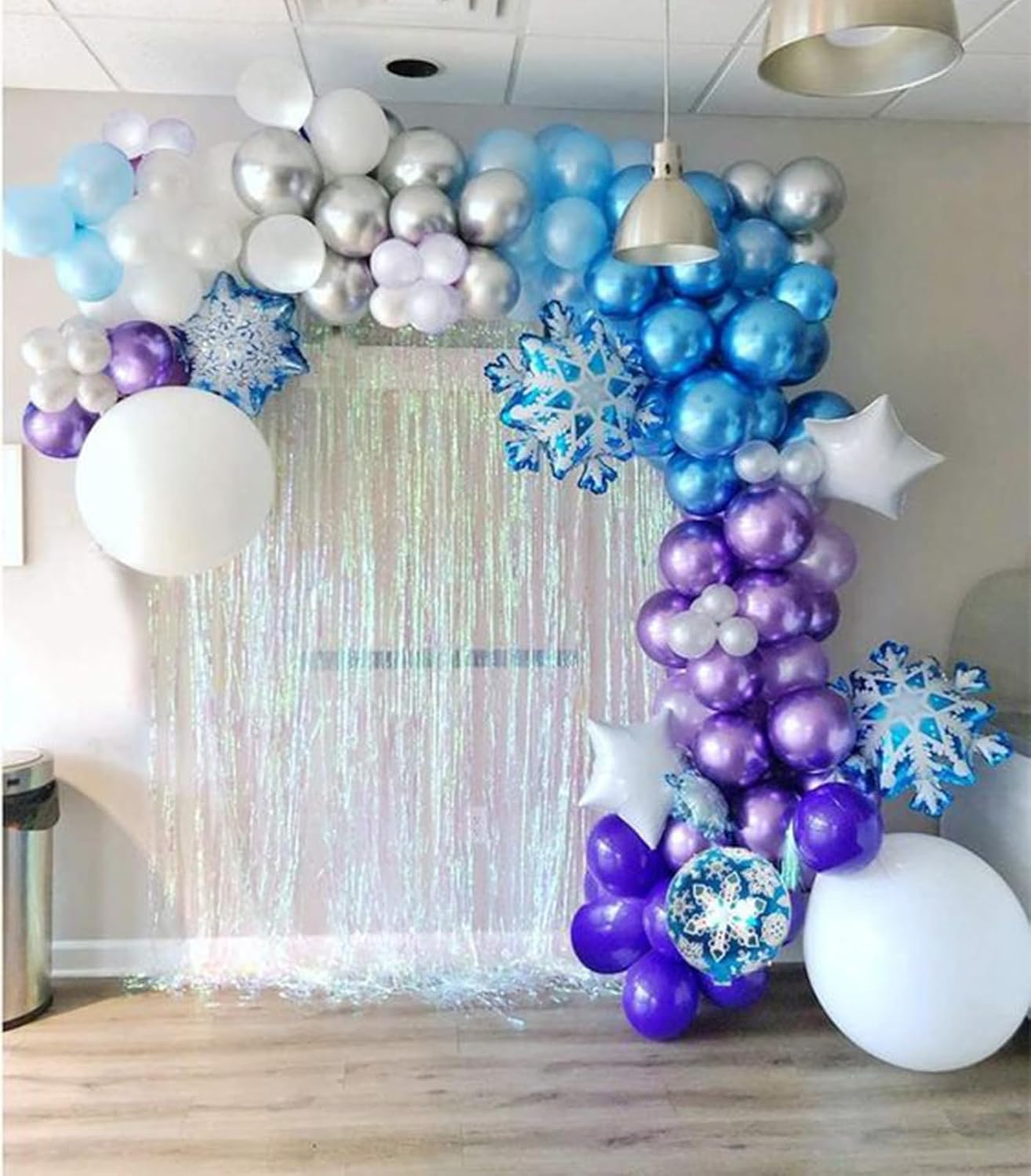 Blue and Purple Balloons Set, 50 PCS Blue 12 Inch Mermaid Balloon, Metallic Purple White Latex Ballons Confetti Helium Balloons for Girls Mermaid Birthday Party Baby Shower Winter Supplies
