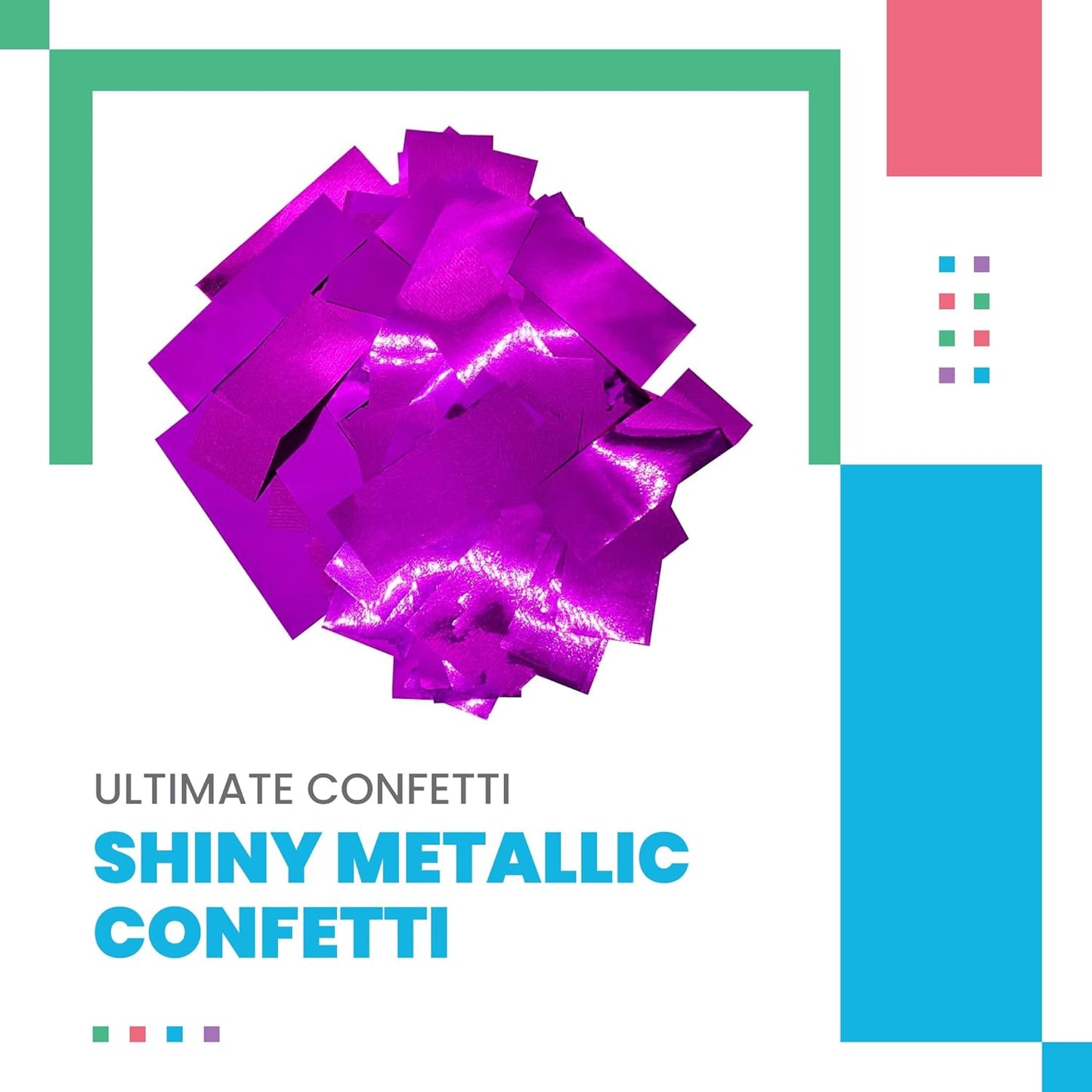 Fluttering Purple Mylar Shiny Foil Metallic Confetti – Rectangular Light-Weight and Slow-Falling Party Confetti for Cannon and Launcher use – Best for Celebrations - 1 lb, 16 oz