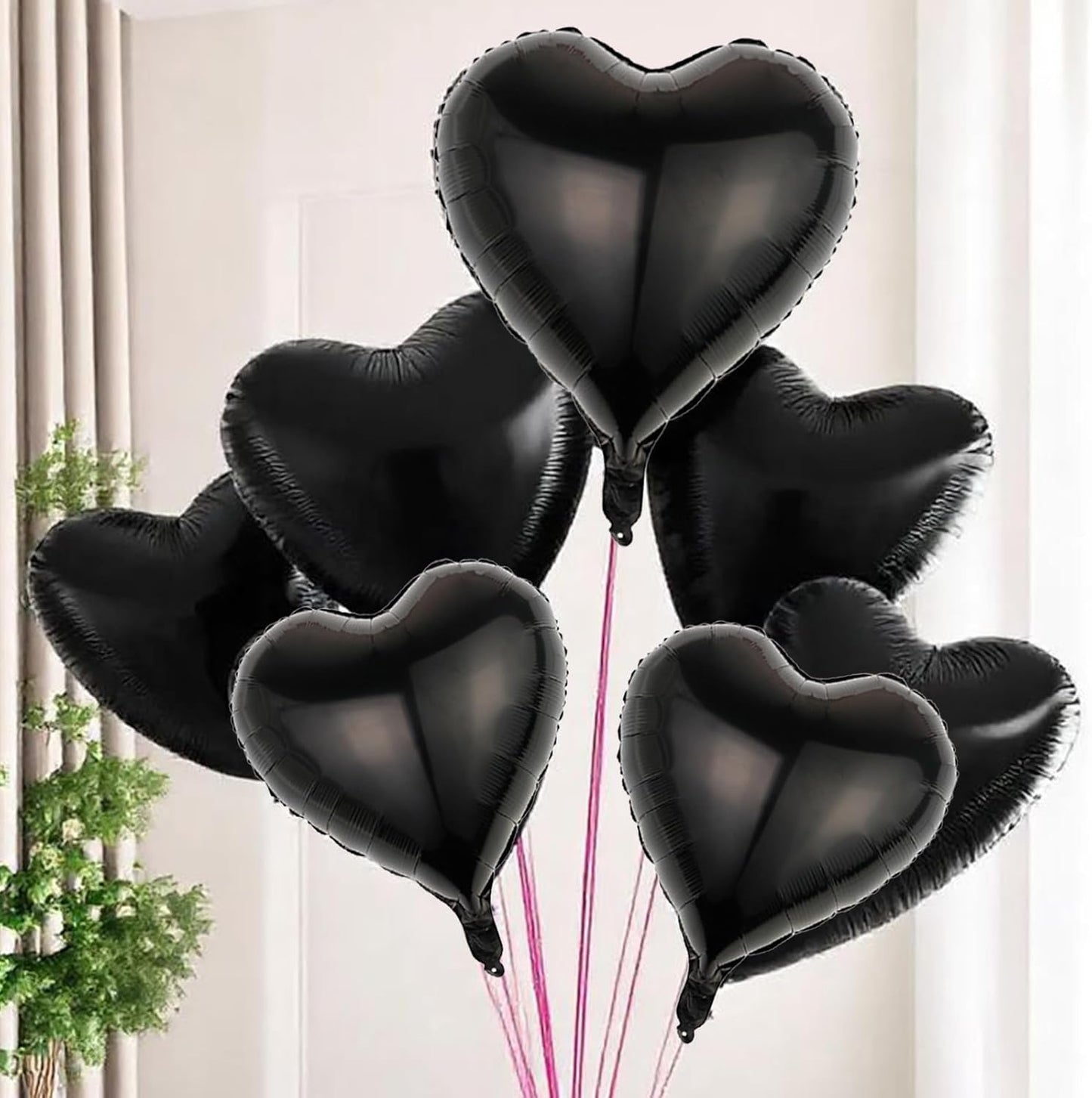 Black Heart Balloons, 18 Inch Black Heart Shape Balloon, 12PCS Large Helium Foil Romantic Balloons for Birthday Graduation Marriage Wedding Bridal Engagement Party Anniversary Decoration