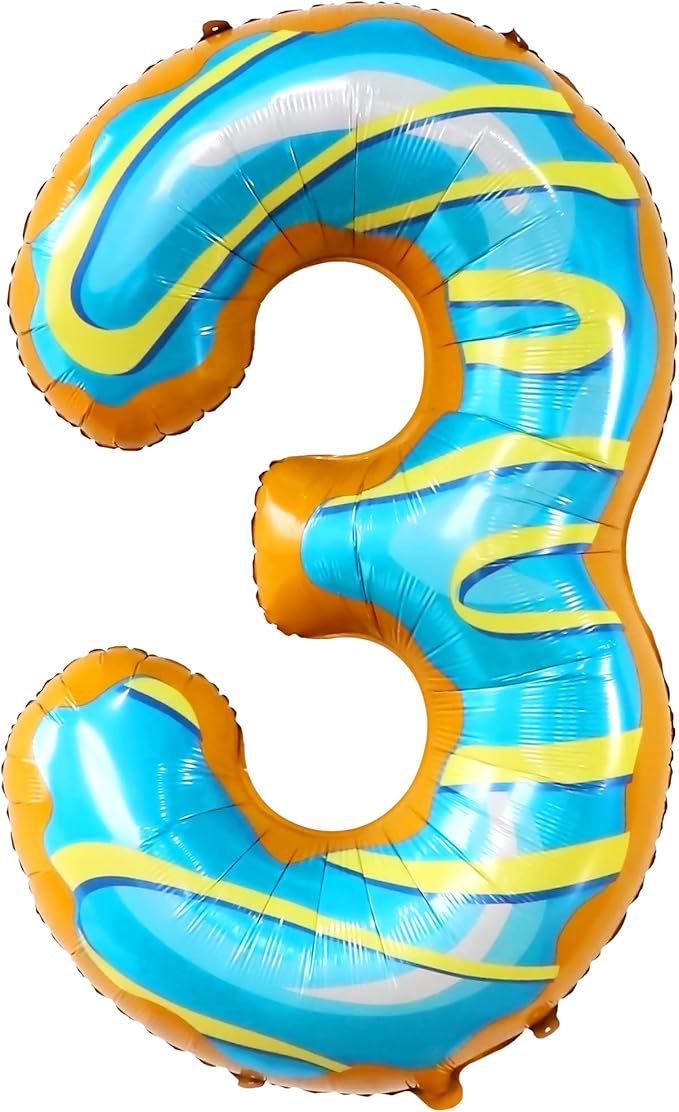 KatchOn, Huge Donut Number 3 Balloon - 40 Inch | Number 3 Donut Balloon | donut Birthday Party Decorations | 3rd Birthday Party Decorations | birthday decorations for women