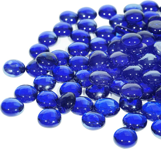 Fire Pit Glass, Cobalt Blue Firepit Rocks for Propane Firepit, Fireplace and Outdoor Decorative, 3/4 High Luster 10LB Round Fire Glass Beads
