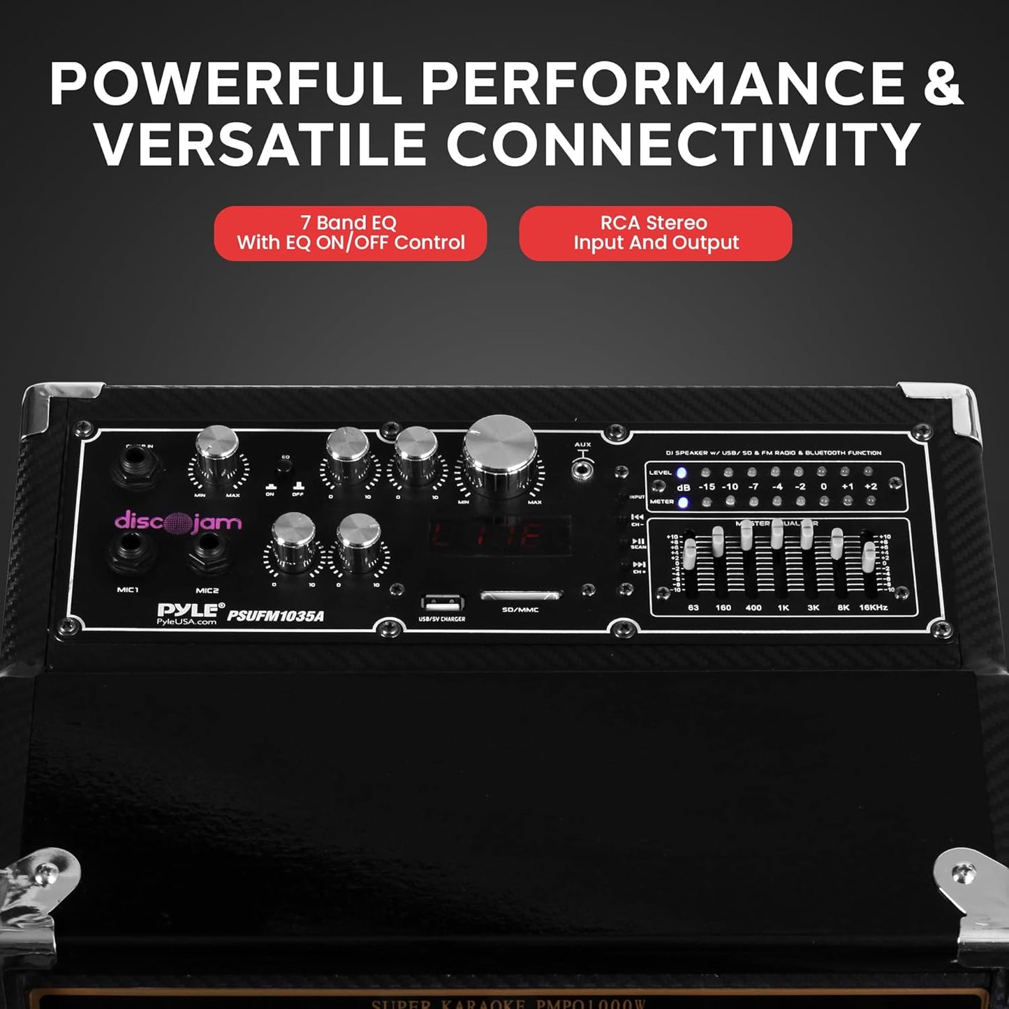 Pyle Wireless Active PA Speaker System - 1000W Portable High Powered Bluetooth Compatible Outdoor Sound Speaker w/ USB SD MP3 FM Radio AUX RCA LED DJ Lights - 35mm Stand Mount, Remote