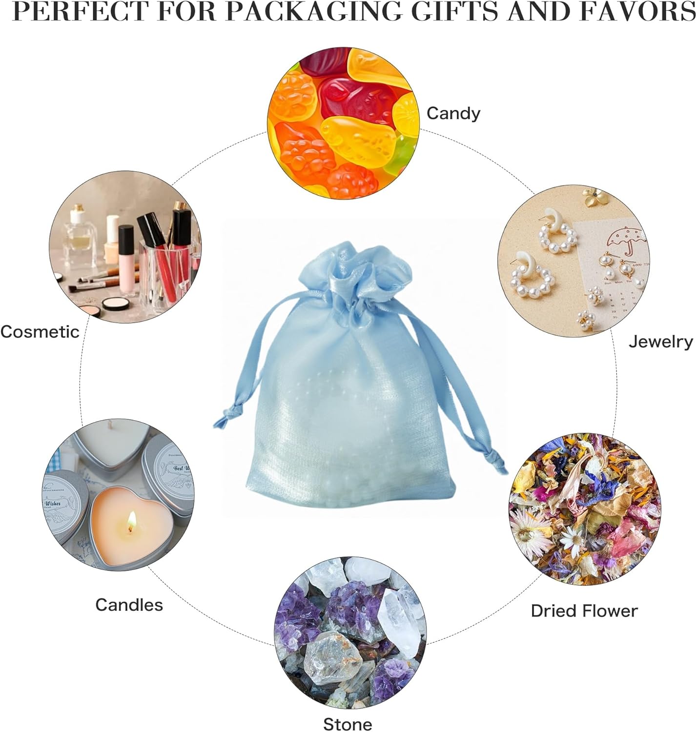 20 Pcs Blue Small Organza Bags 4X6 inch for Wedding Favors with Drawstring, Mini Mesh Gift Bags Jewelry Pouch for Candy Bridal Shower Party Favor Baby Shower Christmas