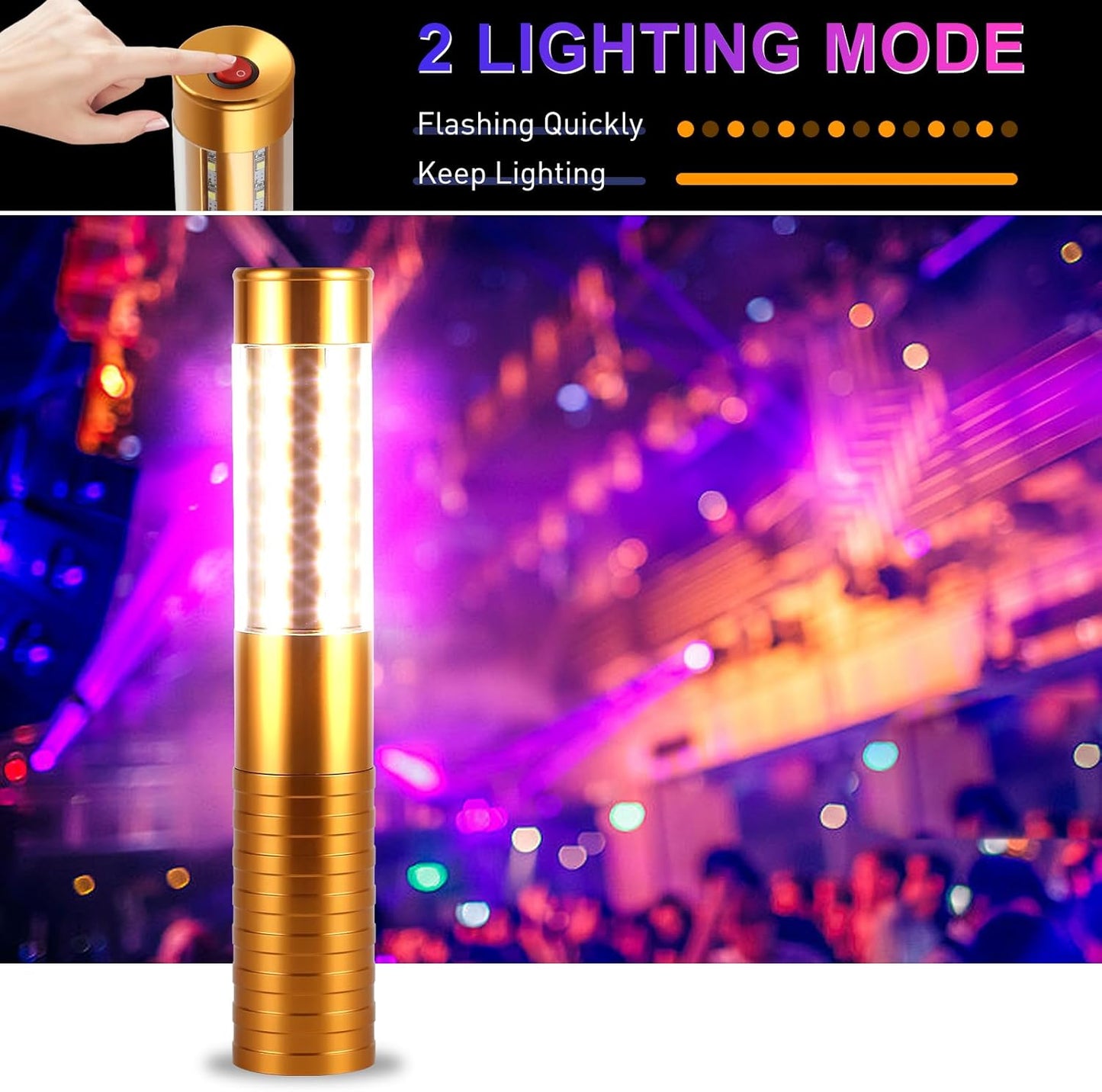 WILON Bottle Service Lights Rechargeable Bottle Service Sparklers Reusable Handheld Girl Lights LED Baton Strobe Light for Parties Bar Club Nightclub Birthday Weddings - 4 Pack