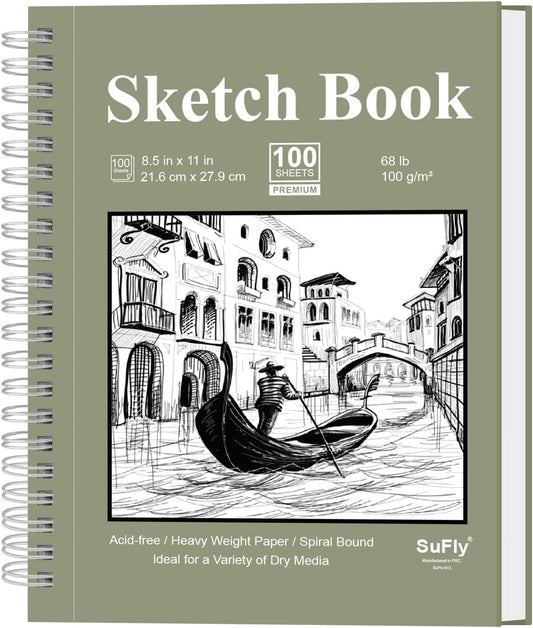 Sketch Book 8.5 x 11, Sketch Pad, Pack of 1 (68lb/100gsm), 100 Sheets Spiral Sketchbook, Acid Free Drawing Paper, Sketch Pads for Drawing for Adults, Art Paper for Drawing and Painting for Kids.