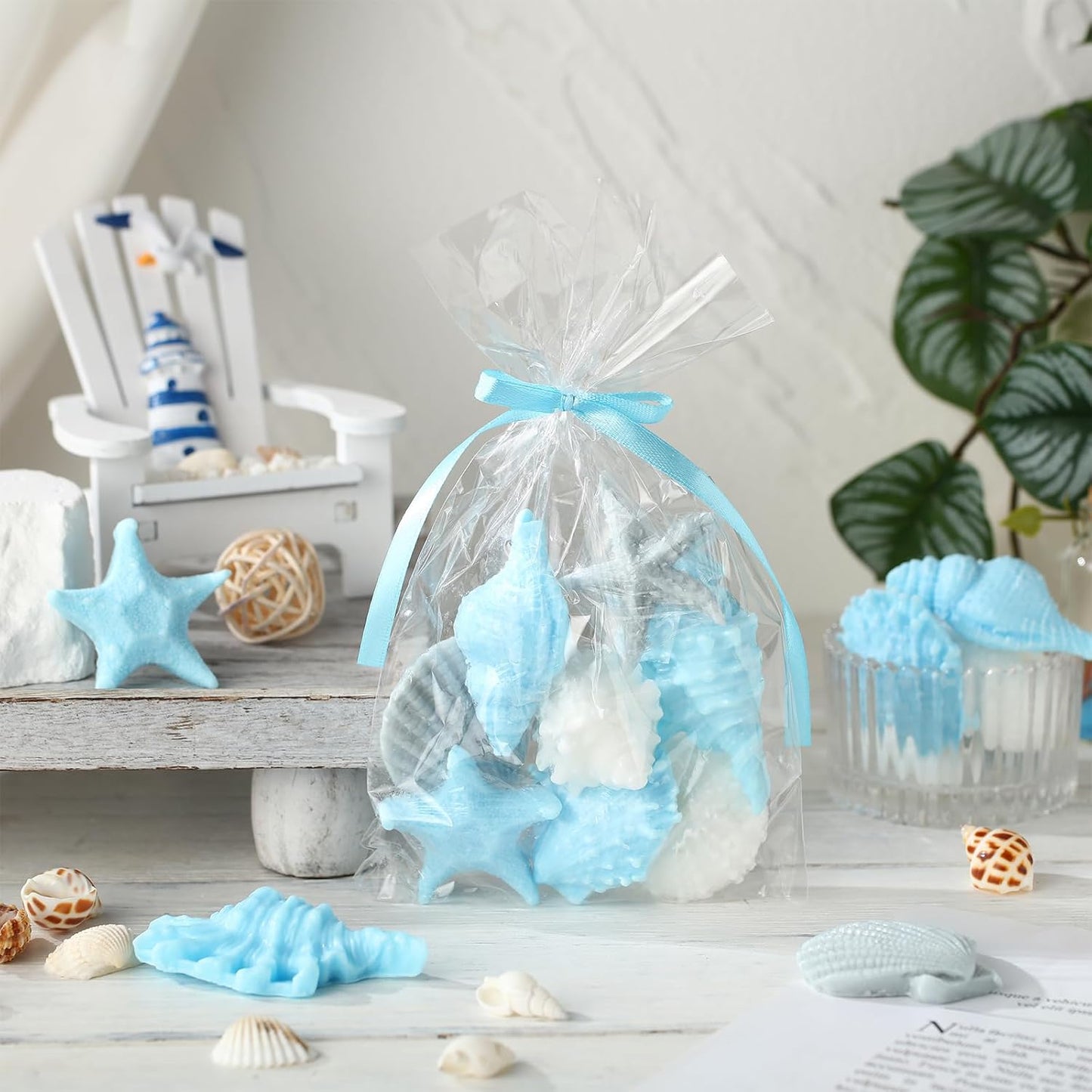 200g Sea Glass Soap Decor Seashell Decorative Soaps for Bathroom Home Decor Beach Wedding Nautical Wedding Party Favors Beach Bridal Shower Favors(Seashell)