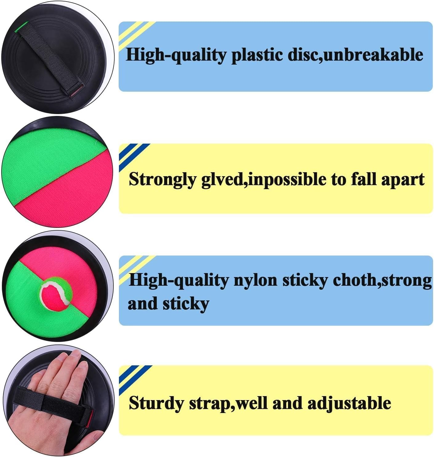 Cooraby Toss and Catch Paddle Game 5 Set Paddle Toss and Catch Ball Sport Games Suitable for Sports, Beach and Party Favor with Storage Bag, 10 Paddles and 5 Balls