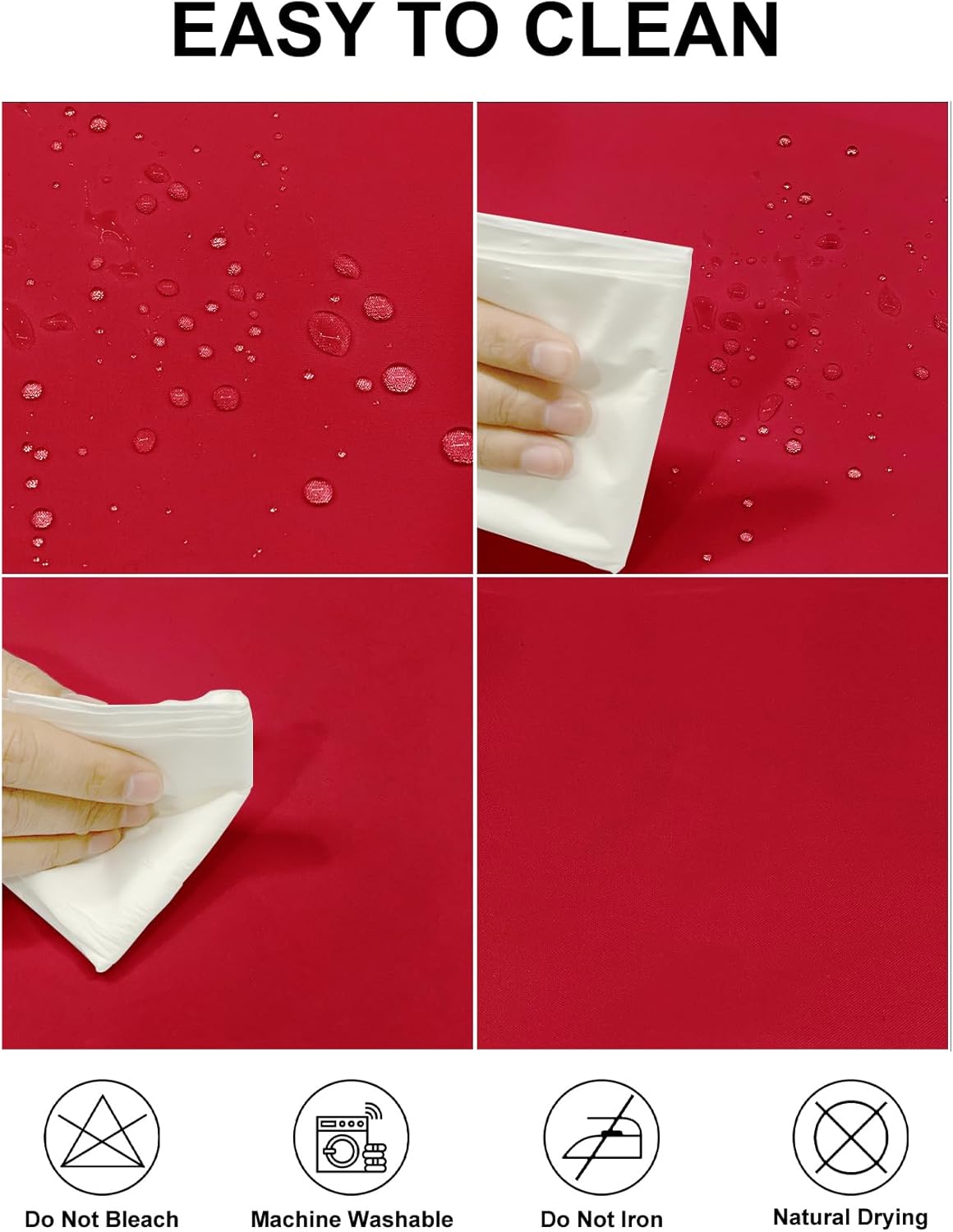 Fokitut 2 Pack Waterproof Rectangle Tablecloth, 60x84 Inch, Stain Resistant and Wrinkle Polyester Table Cloth, Fabric Table Cover for Kitchen Dining, Wedding, Party, Holiday Dinner-Red