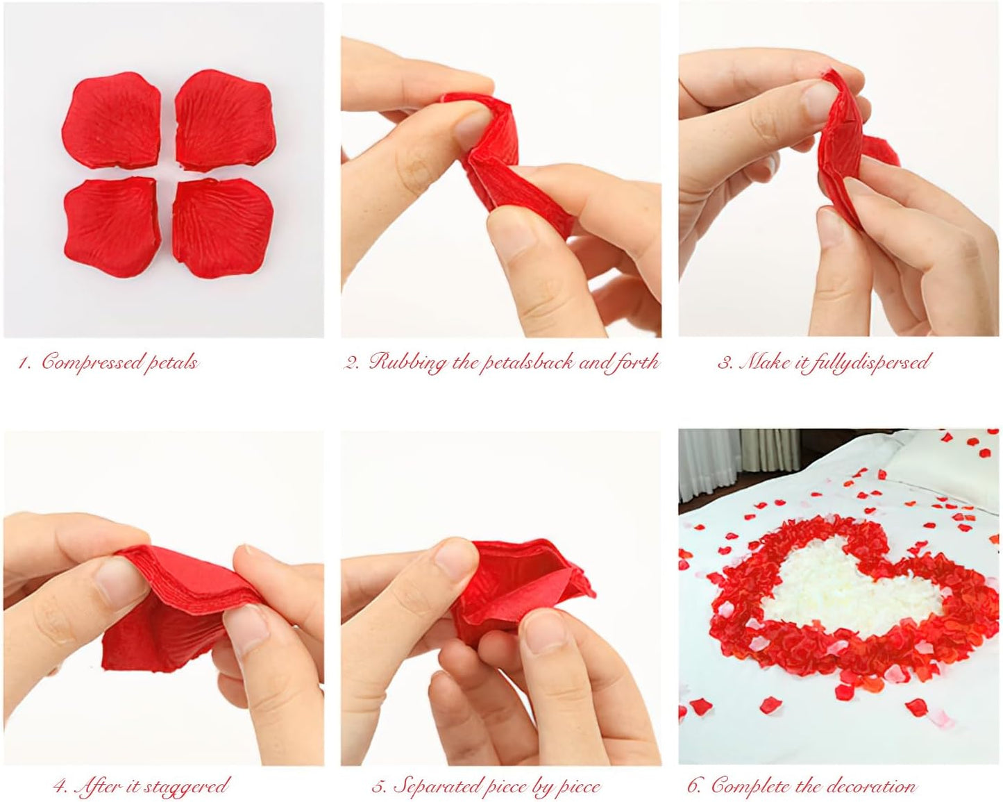 1000 Pieces Rose Petals, Artificial Silk Rose Petals, Dark Red Dot Black, Classic/Elegant/Romantic Style, Flat, Indoor Use, Wedding/Anniversary Decor