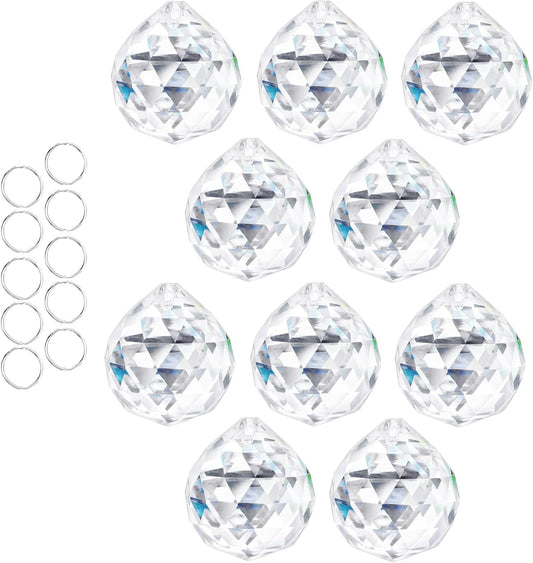 10pcs Crystal Ball Prism Sun Catcher Rainbow Maker Pendants 40mm Decorative Ball Paperweight for Table Decor, Wedding Party Centerpieces