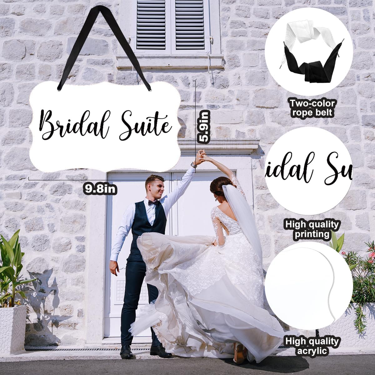 Acrylic Wedding Sign, Ring Bearer Sign, Bridal Suite Decorations, for Rustic Wedding Decor Signs, Acrylic Hanging Signs With Ribbon for Chairs Weddings Reception Decorations and Event Party (White)