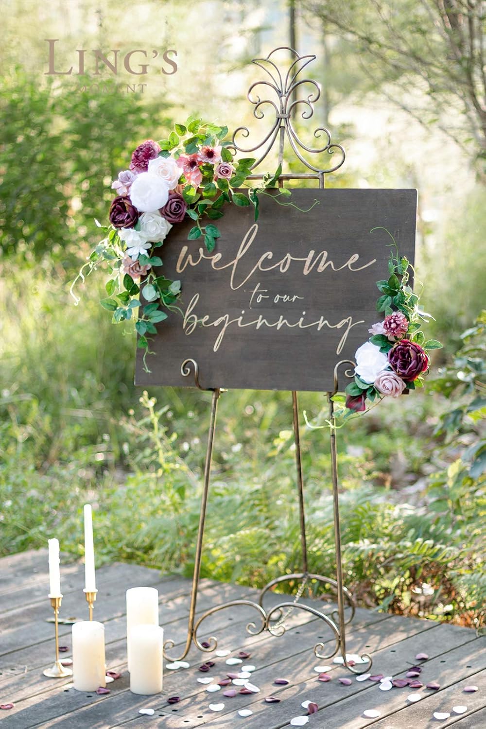 Ling's Moment Rose Petals, Silk Flower Petals for Wedding/Aisle/Flower Girl Baskets/Table Centerpiece Décor,etc.Purple Plum White 200pcs