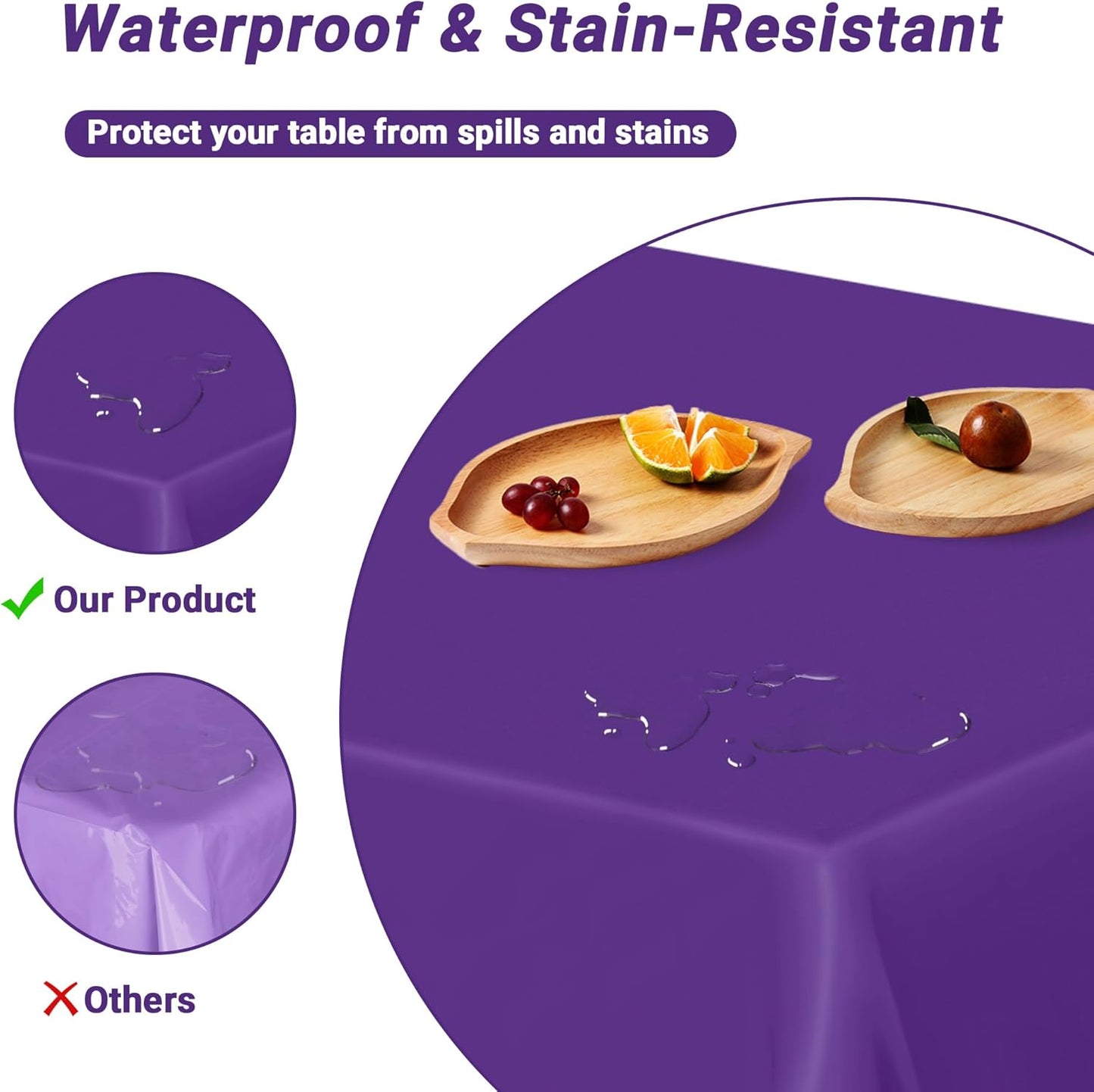 QZYL 4 PCS Plastic Table Cloth, 54" x 108" Purple Picnic Table Cover, for 6 to 8 Foot Tables, Rectangle Tablecloth for Birthday, BBQ, Wedding and Party Decorations, Indoor Outdoor Home Essentials