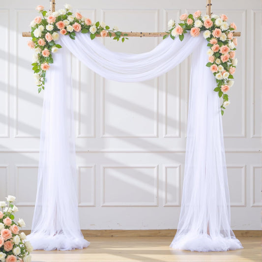 Wedding Arch Draping Fabric Backdrop 1 Panel 30" x 19Ft White Arch Drapes Curtains for Wedding Reception Sheer Tulle Backdrop Curtain for Ceremony Birthday Party Arbor Ceiling Decorations