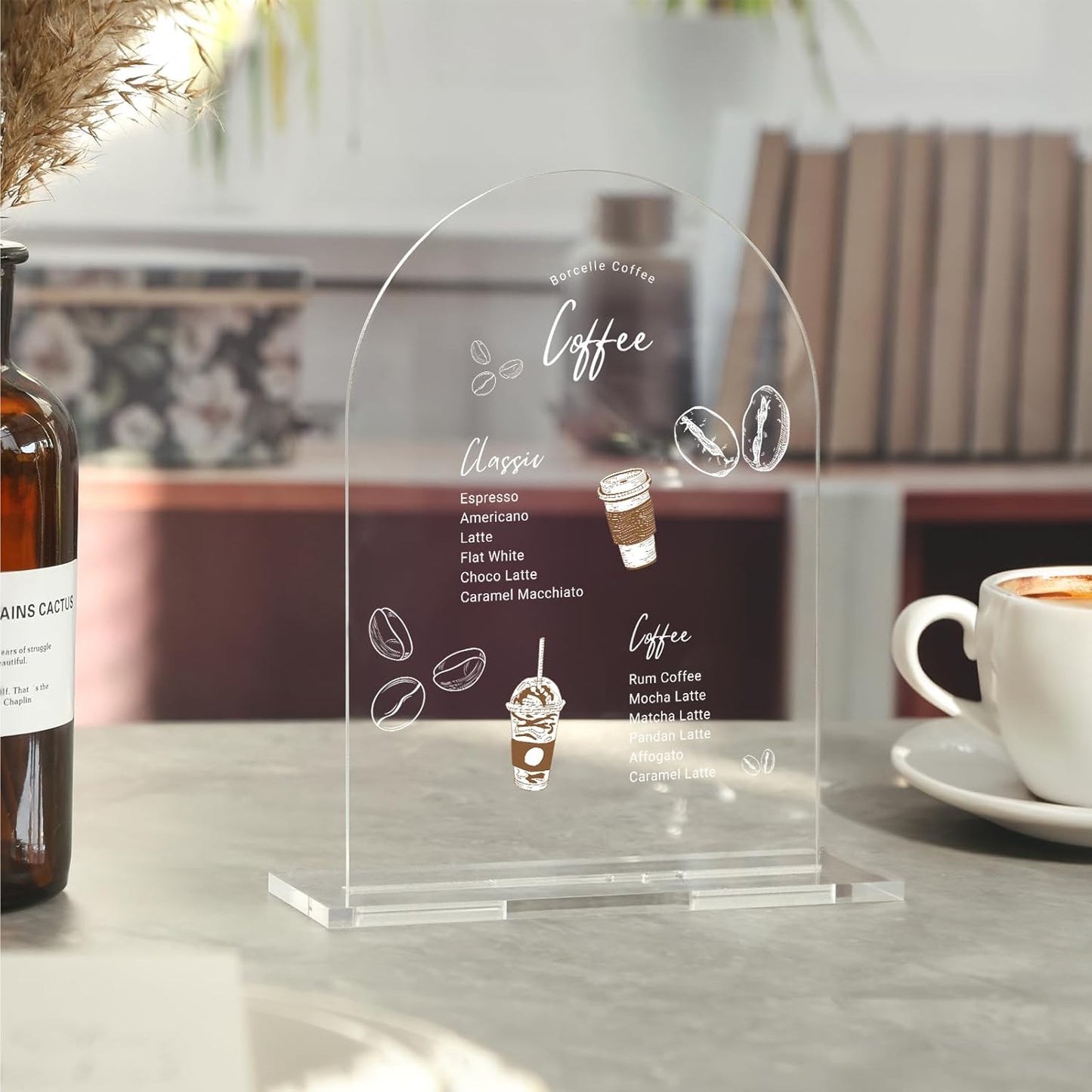 UNIQOOO 10 Pack Acrylic 5x7 Clear Arch Table Sign for Wedding with Holders, 1/8 in Thick, DIY Blank Arch Sign Sheet Perfect for Decoration, Party,Anniversary, Event, Stand Included