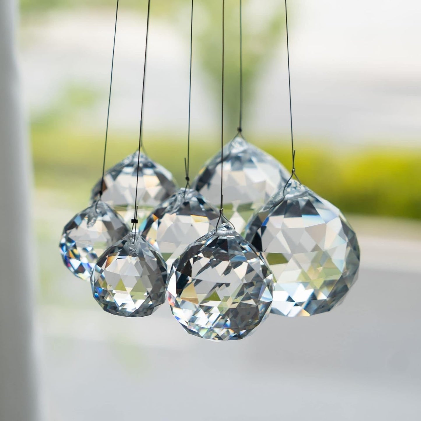 Crystalsuncatcher 20mm/30mm/40mm Clear Crystal Ball Prisms Chandelier Lamp Lighting Drops Hanging Prisms Parts Suncatcher Rainbow Maker Home Decor, Pack of 13