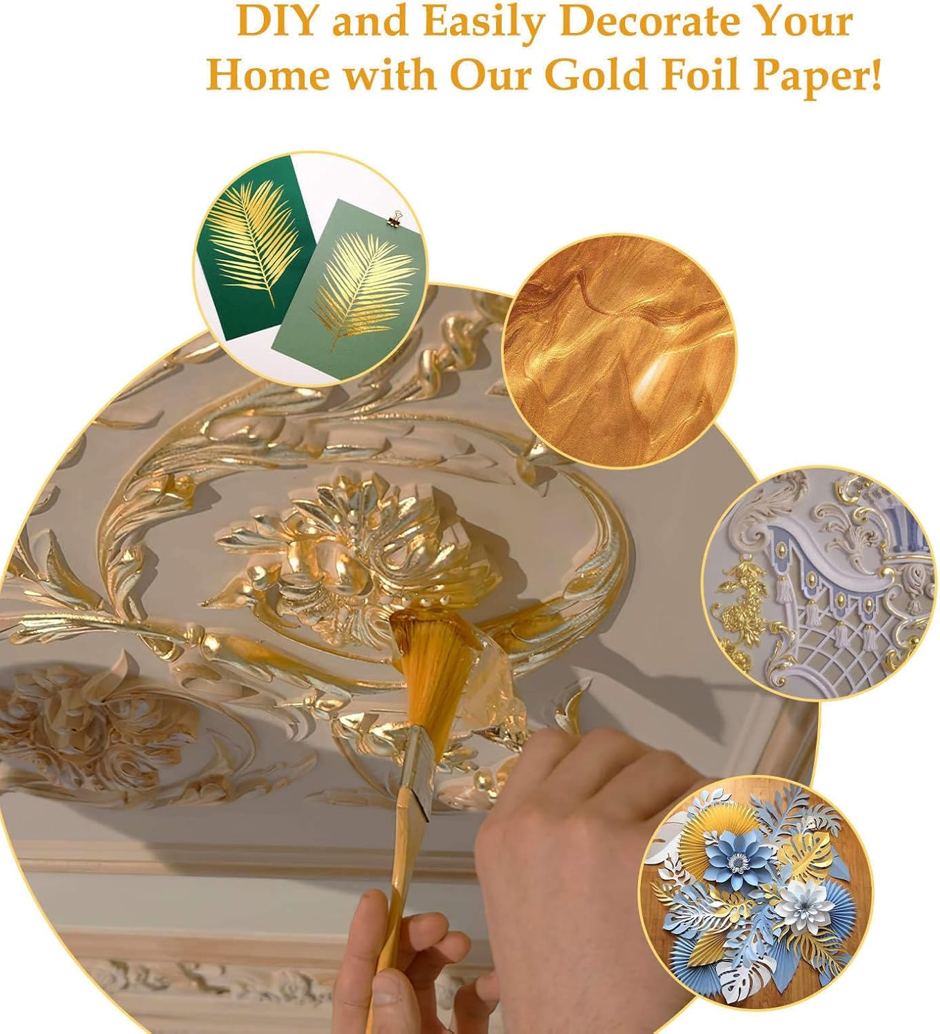 50 Sheets Gold Flakes With A Pair of Tweezers, Premium Gold Leaf 3.15×3.15 Inches Craft Art Decoration Perfect for Decorating Cakes Desserts Drinks Ice Cream Sushi