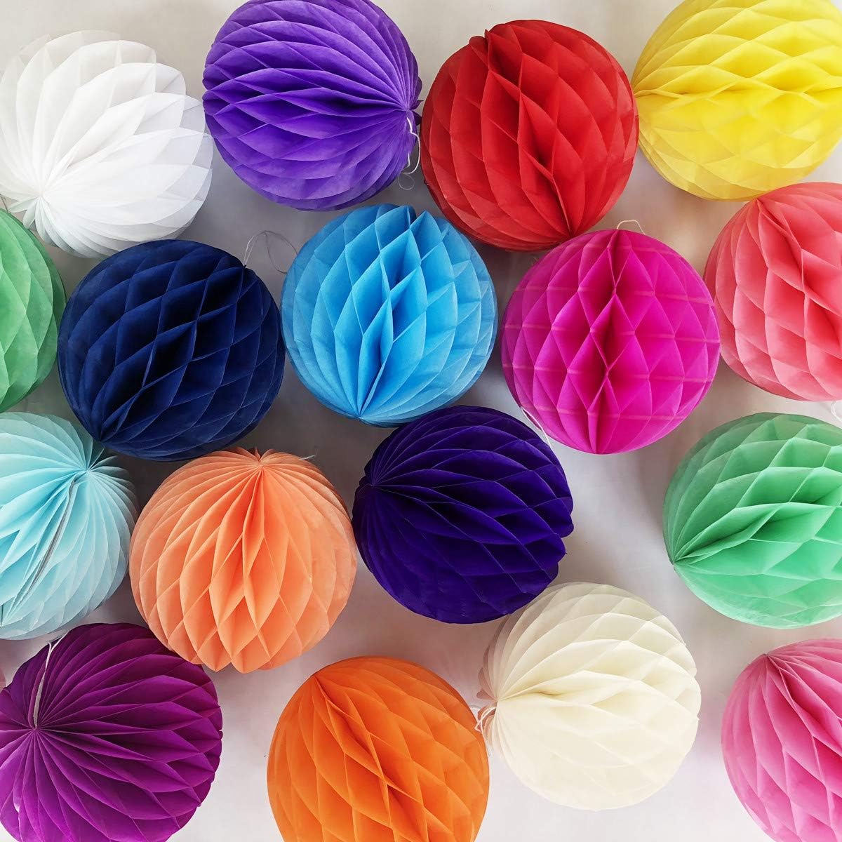 20pcs Honeycomb Flower Balls Party Honeycomb Balls Decoration Paper Flower Balls Tissue Paper Flower Ball Pom Poms Ball for Birthday Wedding Home Decor (6inch, Multi-Color)