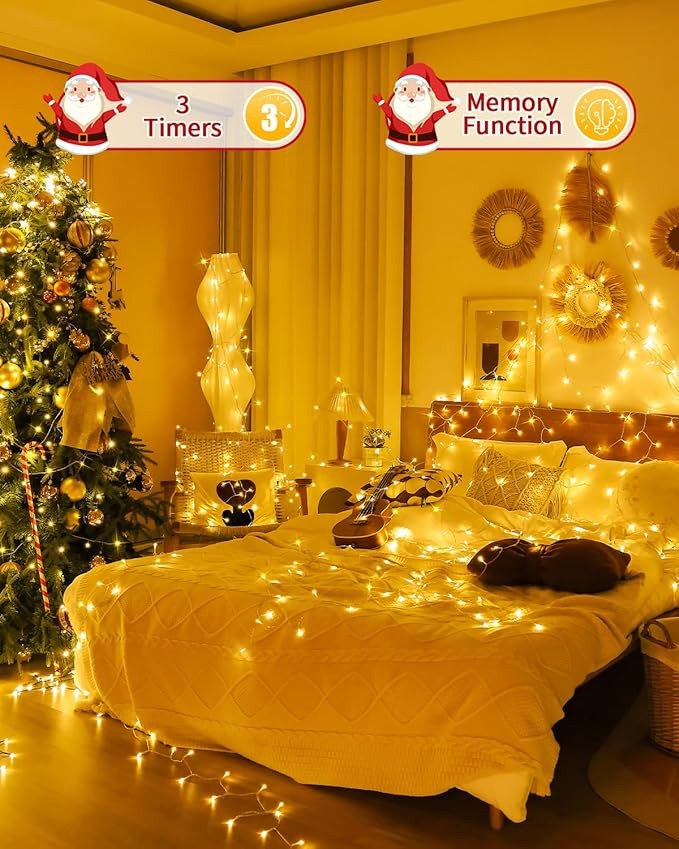 Christmas Lights String Outdoor Indoor, Warm White 403FT 1200 LED Xmas Tree Decorations Lights,Plug in Twinkle Fairy Light with Remote Timer for Room Yard Holiday Party Wedding Camping Decor