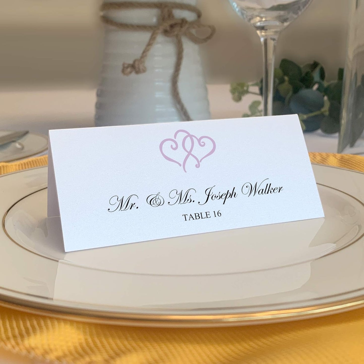 Linked Hearts Printable Place Cards, Lavender (Choose Color), Set of 60 (10 Sheets), Laser & Inkjet Printers - Wedding, Party, Dinner, and Special Events - Made in the USA