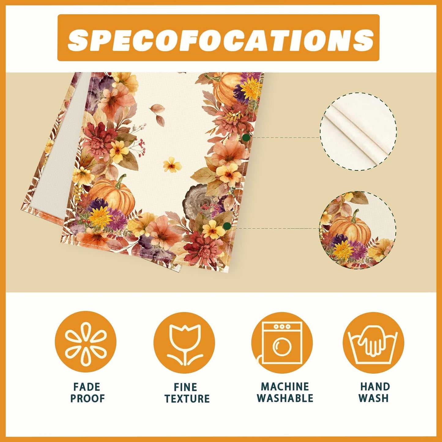 XCHI Fall Color Wild Flowers Watercolor Table Runner Table Decoration for Kitchen Dining Dinner Autumn Home Decor 13x72 Inch