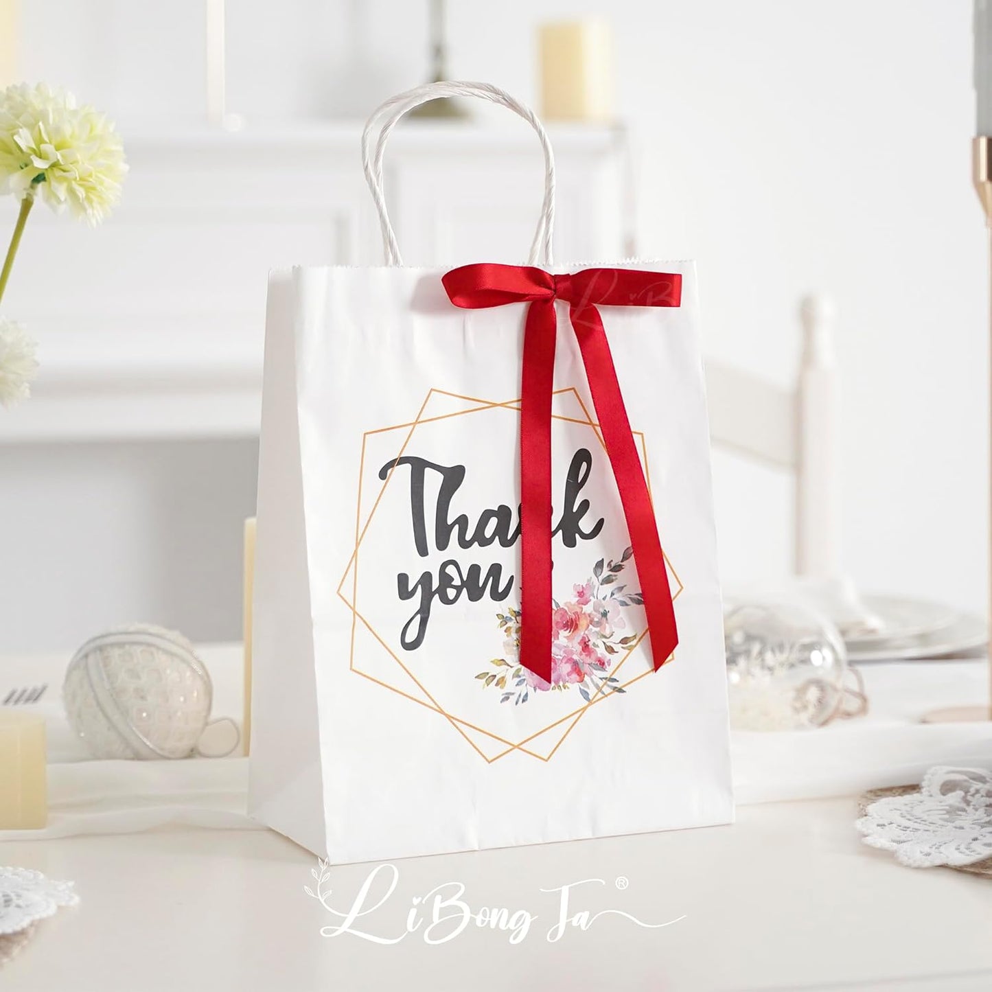 50 PCs Red Bow 5 Inch Long Tail Bows for Gift Wrapping, Easter Bow Party Decorations, Twist Tie Bows, Satin Bows for Crafts, Premade Bows for Presents, Treat Bags, Bottles, Cakes