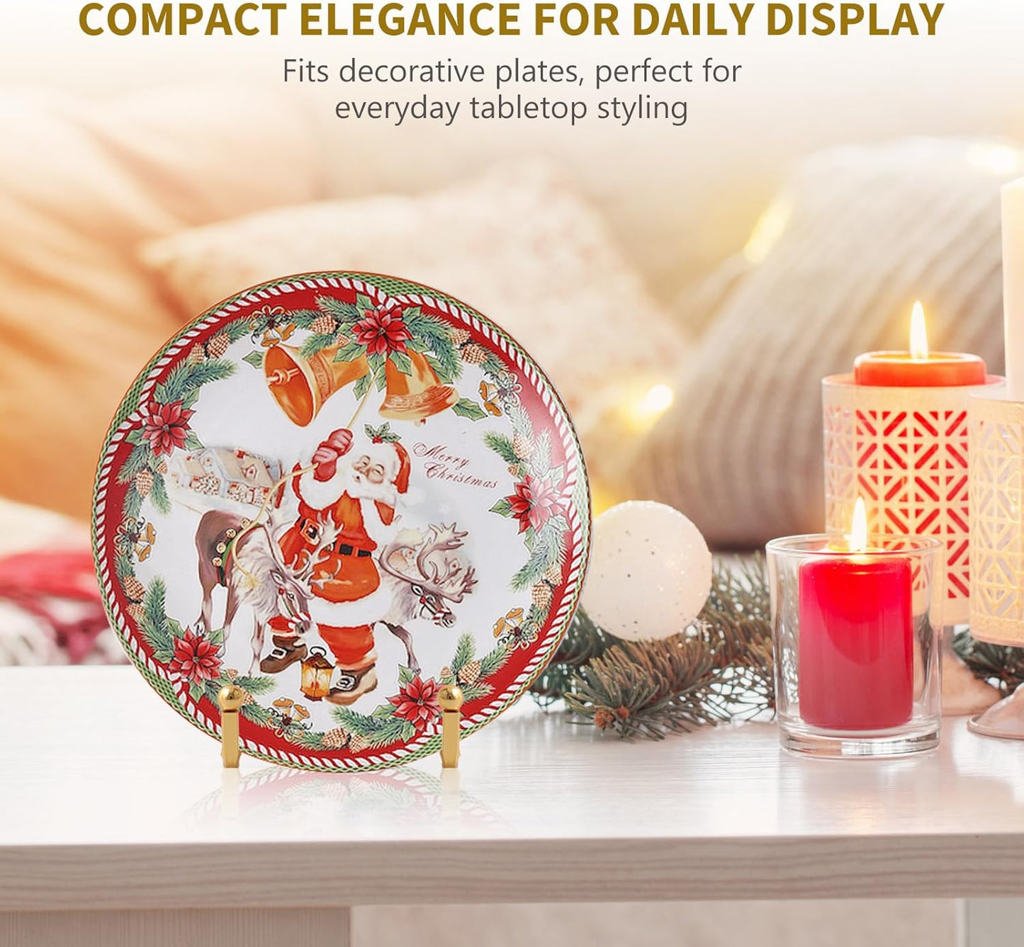 Plate Holder Easel Display Stand - 4.5 inch Metal Plate Stands for Display - Tabletop Picture Stand - Gold Iron Easels for Display Pictures | Photo Frames | Book | Decorative Plates | Plaque -2 Pack