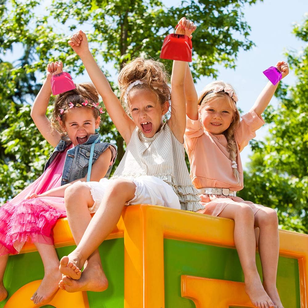 ArtCreativity 3 Inch Metal Cow Bell Noise Maker - Pack of 12 - Small Loud Metal Cowbell Noisemaker with Handle - Great for Football Games, Sporting Events, Weddings, New Year’s - Kids and Adults Prize