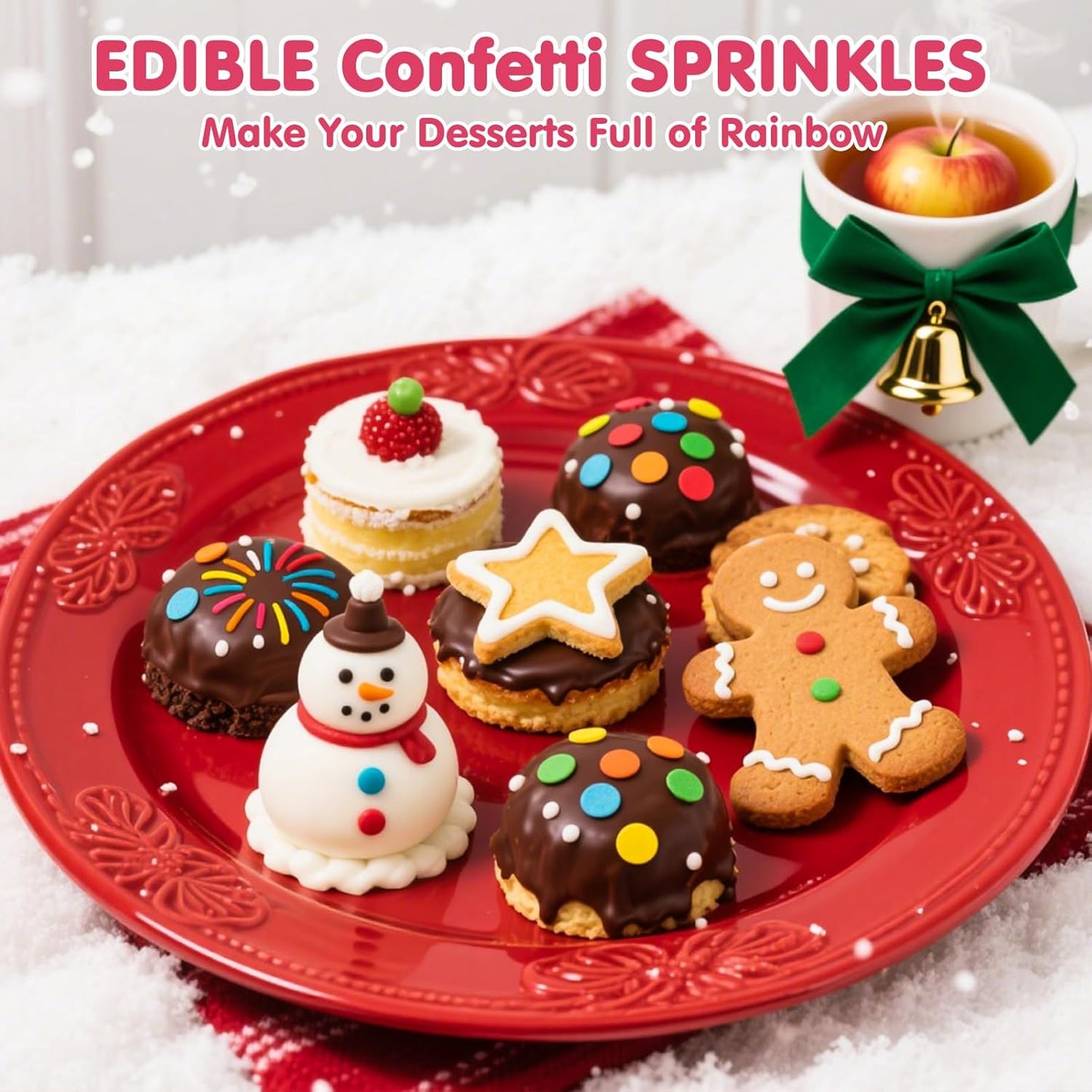 Edible Confetti Sprinkles,Colorful Round Cake Decoration for Desserts,Rainbow Circular Candy,Pastel Sprinkles for Cake Baking,Perfect For Birthday Party,Festival Baking Supplies,100g/3.53oz