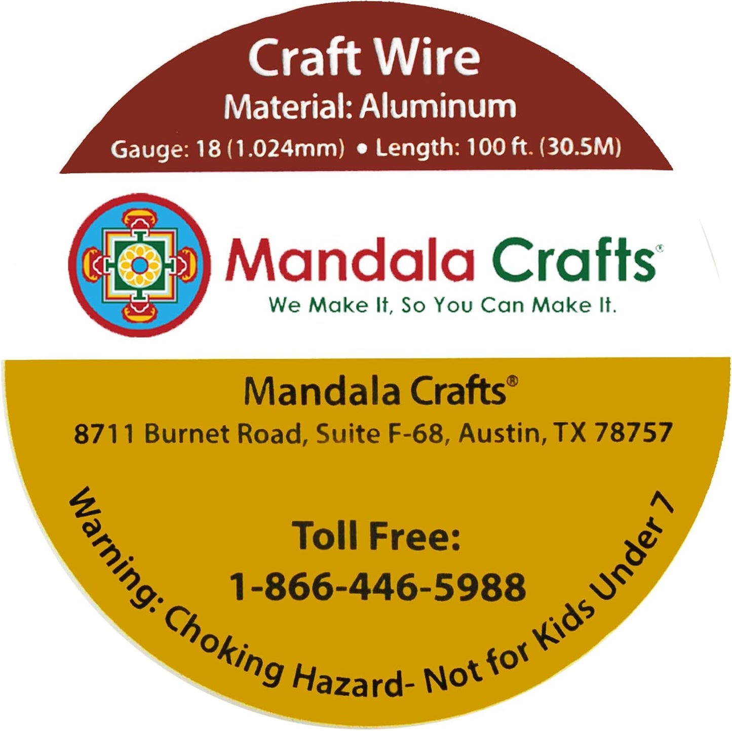 Mandala Crafts 18 Gauge Anodized Aluminum Craft Wire for Jewelry Making - 100 FT Colored Flexible Brown Wire - Bendable for Bonsai Armature Crafting Sculpting