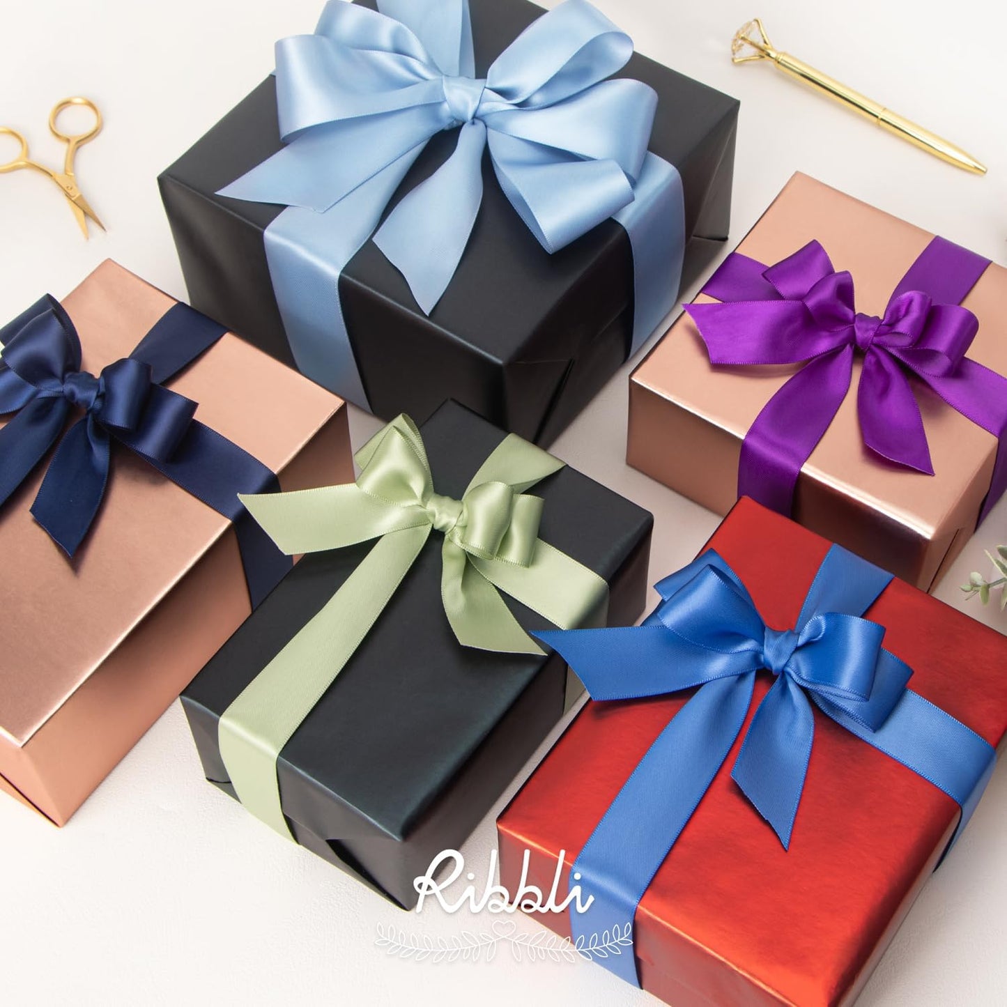 Ribbli Dusty Sage Satin Ribbon Double Faced Satin 1-1/2 Inch x Continuous 25 Yards-Sage Green Ribbon for Gift Wrapping Crafts Wedding Decoration Bows Bouquet Floral Arrangement