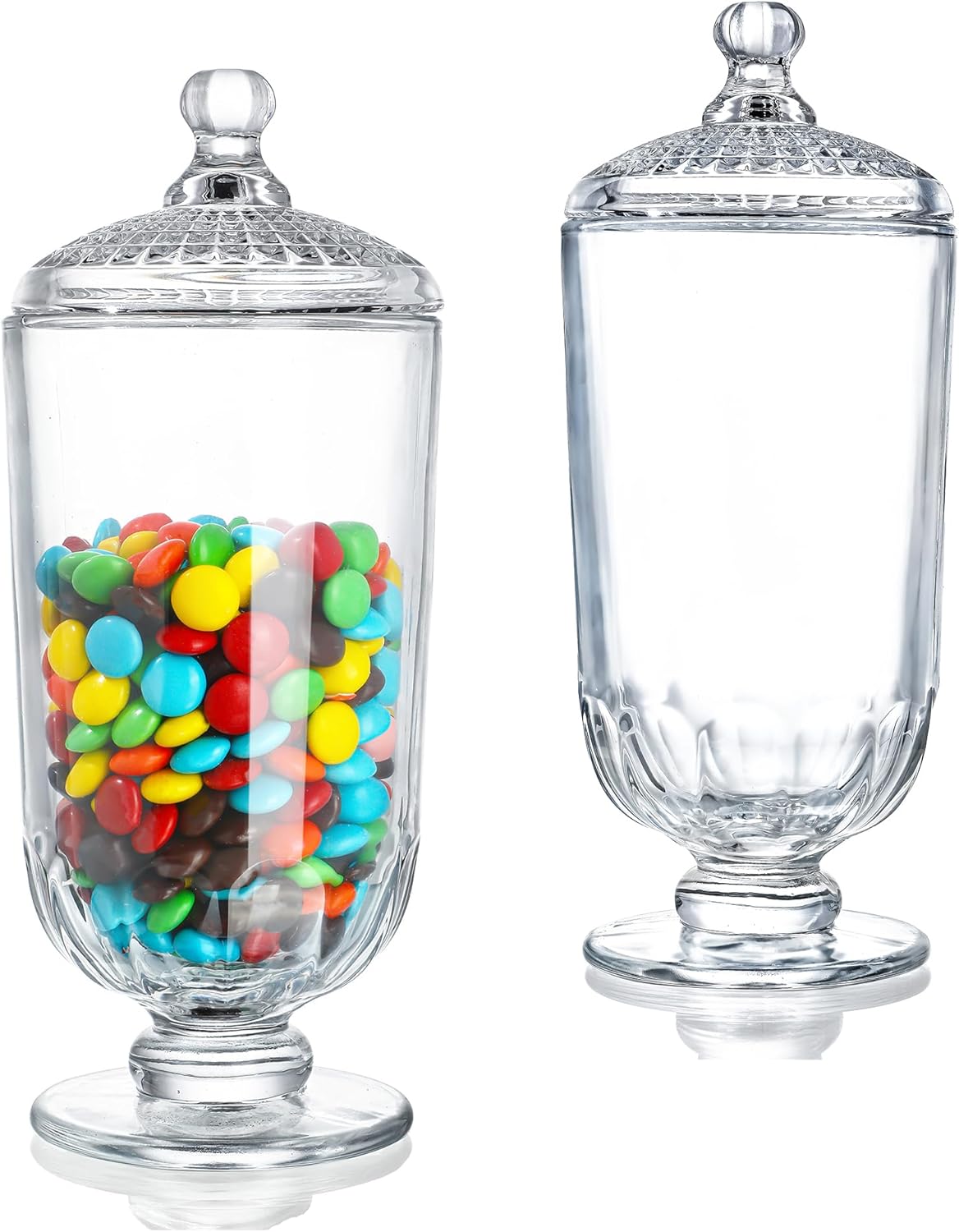 2 Pack 24oz Clear Glass Candy Jars with Lids Glass Decorative Storage Jar for Candy Buffet, Wedding Favors, Baby Shower, Party Decor, DIY Crafts