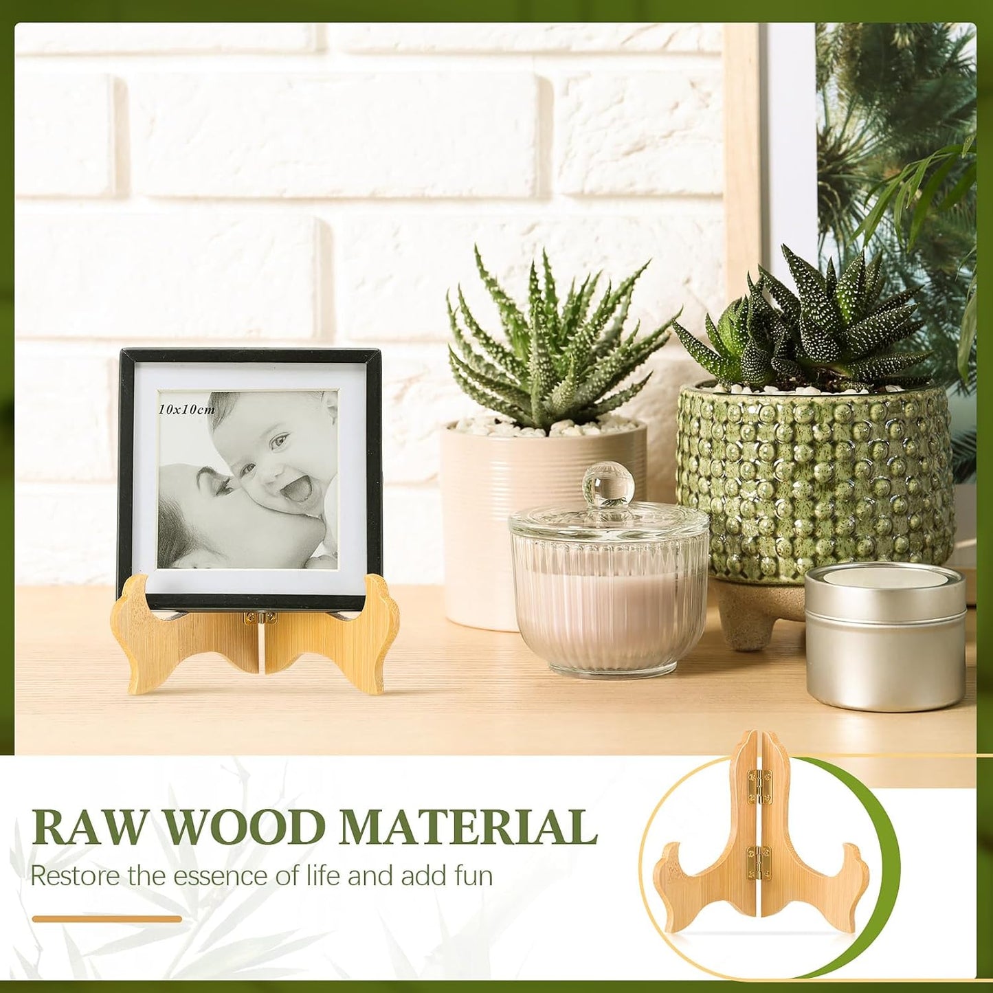 Tatuo 4 Packs Wooden Display Stand Decorative Plate Stands for Display Picture Frame Holder Easels(Wood,4 Inch)