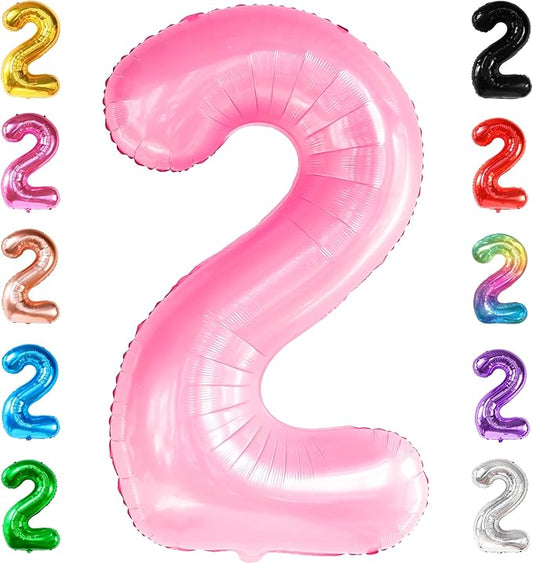 KatchOn, Giant Pink Number 2 Balloon - 40 Inch | Two Balloon, Light Pink 2 Balloons Number | 2nd Birthday Decorations for Girl | Two Sweet Birthday Decorations, 2nd Happy Anniversary Decoration