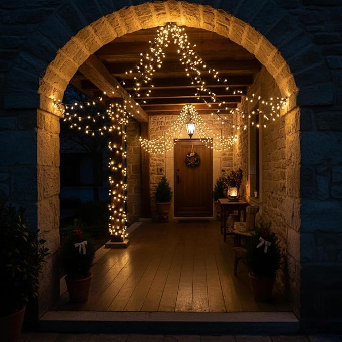 300 LED Warm White Christmas Lights Outdoor Indoor,100ft LED String Light,Green Wire Plug in Christmas Tree Lights Waterproof for Wedding Patio Garden Home Decors Fairy Lights