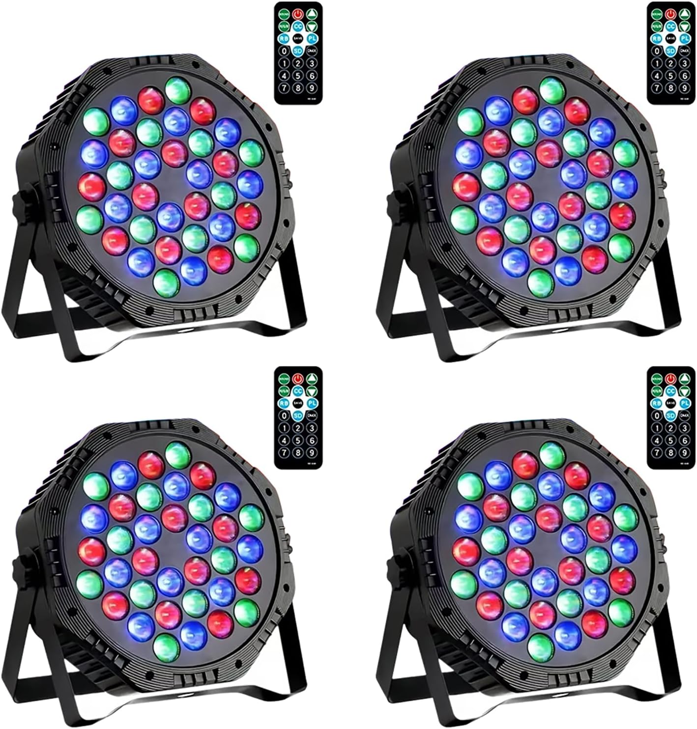Yiixuyo-LED Par Lights DJ Stage Light Corded RGB 36 LED with Sound Activated Control DJ Uplighting for Wedding Party Club Christmas Stage Lighting - 4Pack
