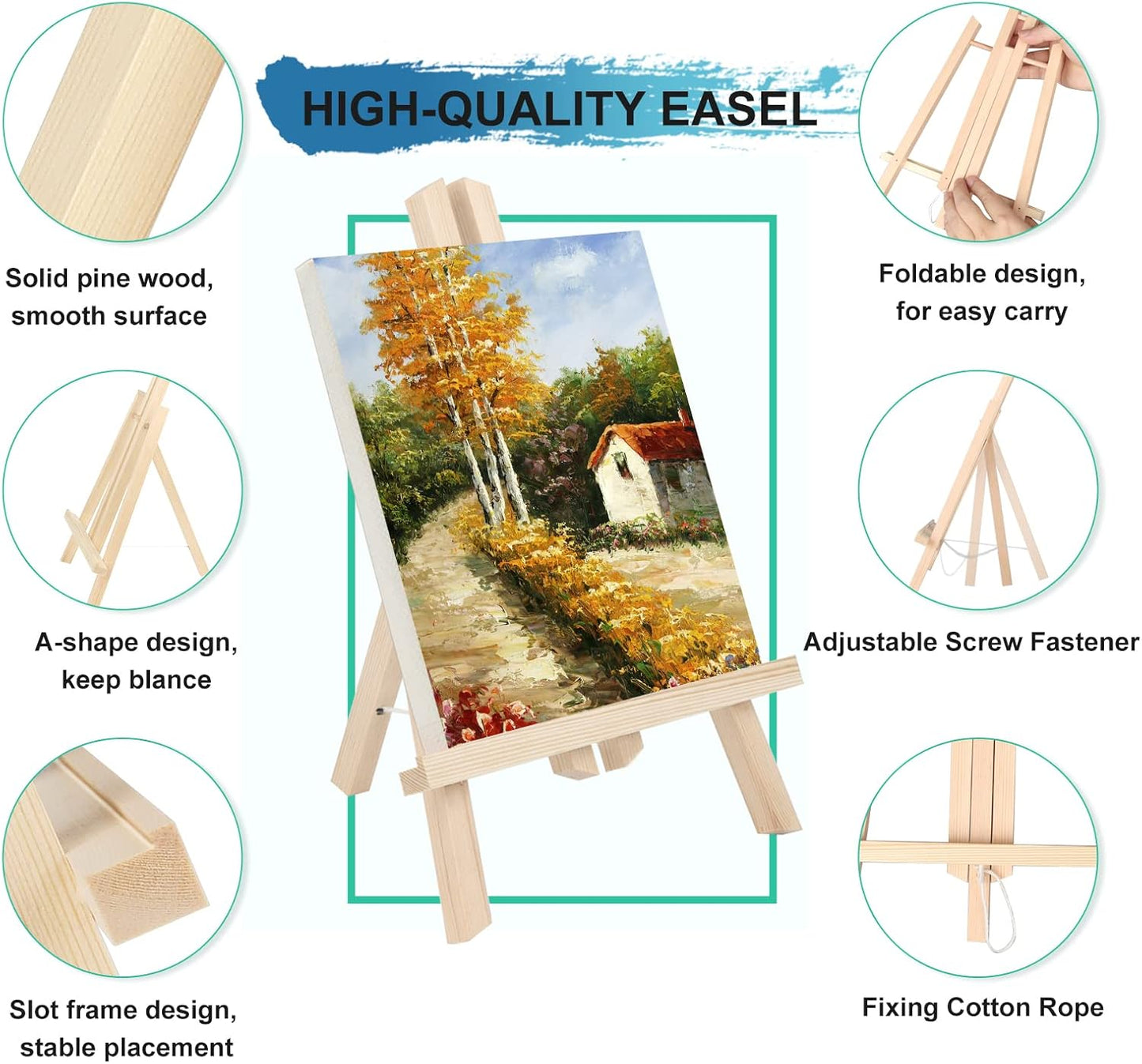 Kinlink 11.8 Inch Tall Wood Easels for Display Set of 12, Display Easel Tabletop, Painting Easel Stand for Artist Students
