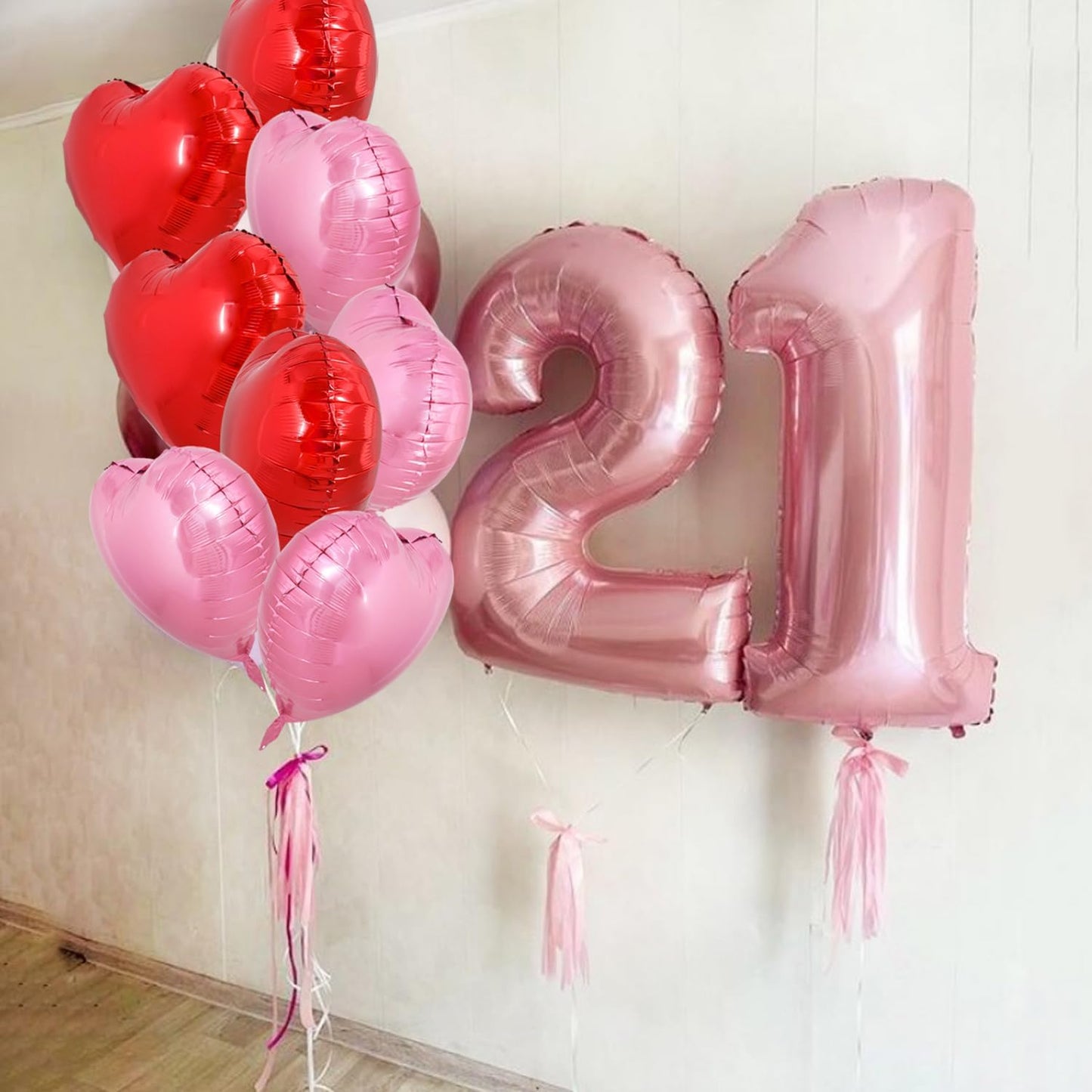 TONIFUL 30Pcs 18 Inch Red Pink Heart Balloons Valentine’s Day Heart Shape Foil Mylar Balloons Decoration for Romantic Valentine's Day Wedding Bridal Shower Anniversary Engagement Party Supplies