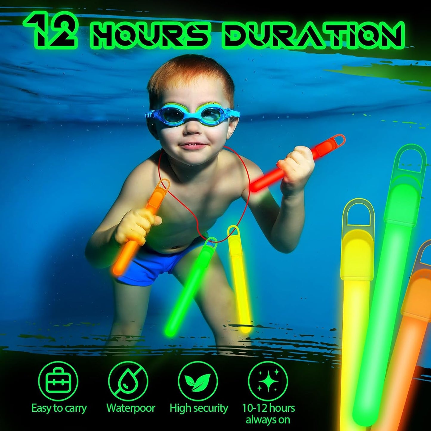 Lewtemi 50 Set 4'' Glow Sticks Bulk, Hallowee Glow in The Dark Party Supplies, Emergency Light Sticks with Lanyard, for Birthday, Light up, Neon, Halloween Theme Party Favors