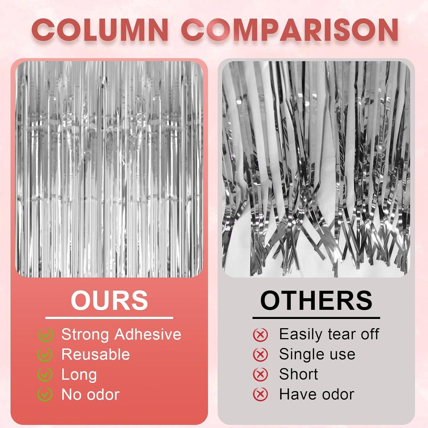 3 Pack 3.3x8.2 Feet Silver Foil Fringe Backdrop Curtains, Tinsel Streamers Birthday Party Decorations, Fringe Backdrop for 2025 New Years Eve, Graduation, Baby Shower, Gender Reveal