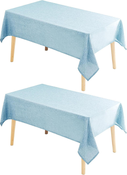 Hiasan 2 Pack Faux Linen Square Tablecloth - Wrinkle and Stain Resistant Washable Table Cloth for Kitchen Dining Room Holiday Table Cover for Party Dinner, Lux Slate Blue, 60 x 60 Inch