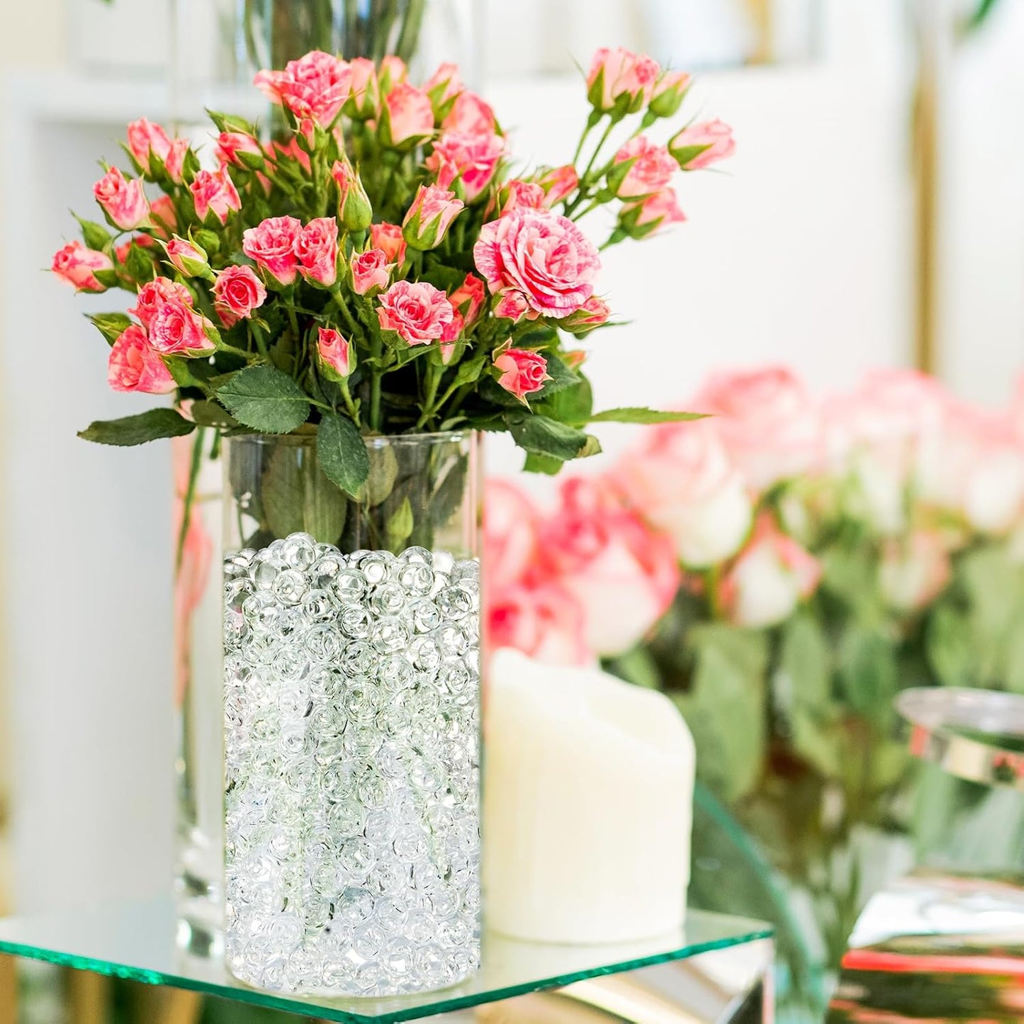 ZTML MS 15,000 Pieces Clear Water Gel Jelly Beads, Water Beads, Vase Filler for centerpieces, Non Toxic Water Beads for Soilless Planting, Floral Arrangement, Vase Filler (Clear)