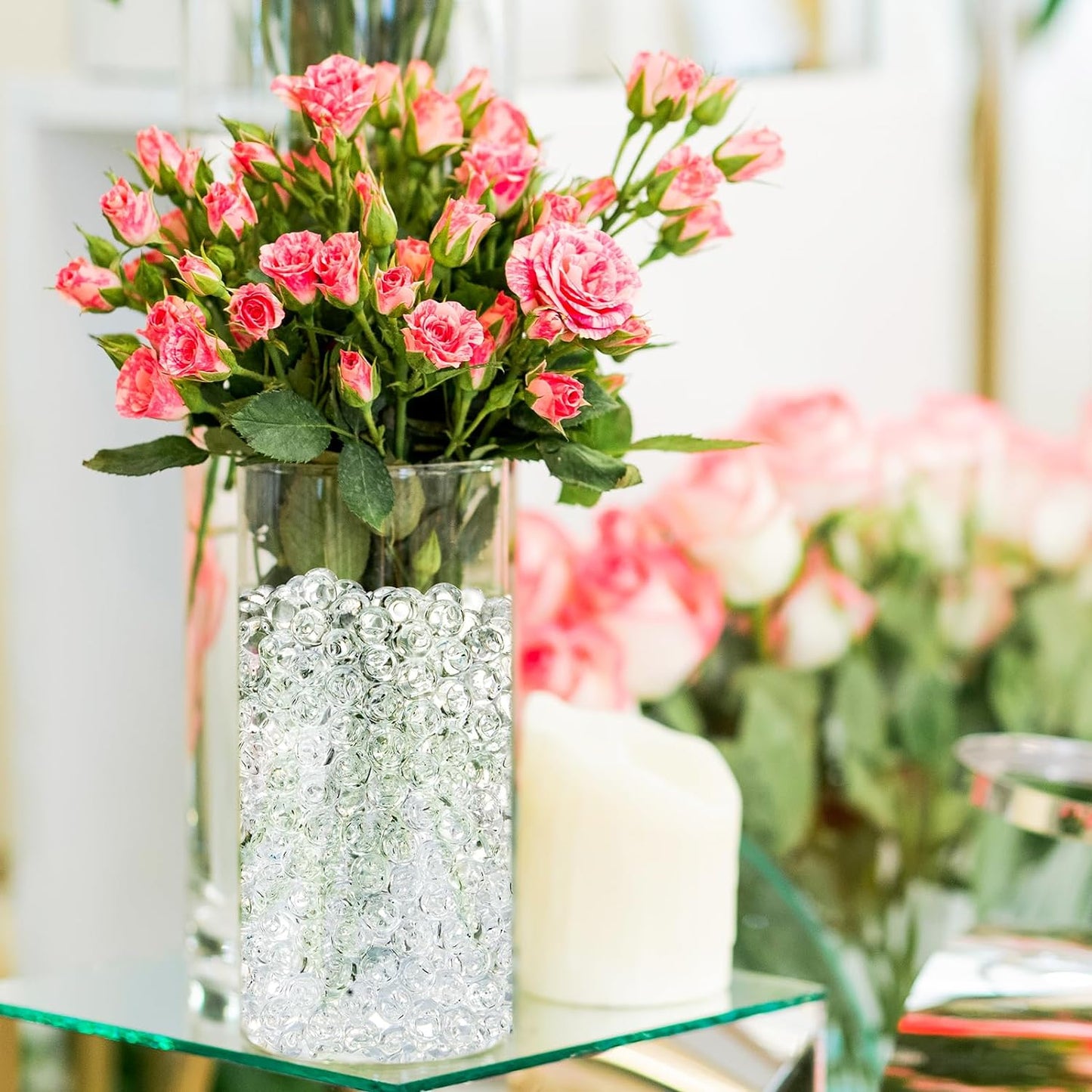 ZTML MS 200,000 Pieces Clear Water Gel Jelly Beads, Clear Water Beads, Vase Filler for centerpieces, Non Toxic Water Beads for Soilless Planting, Floral Arrangement, Vase Filler (Clear)